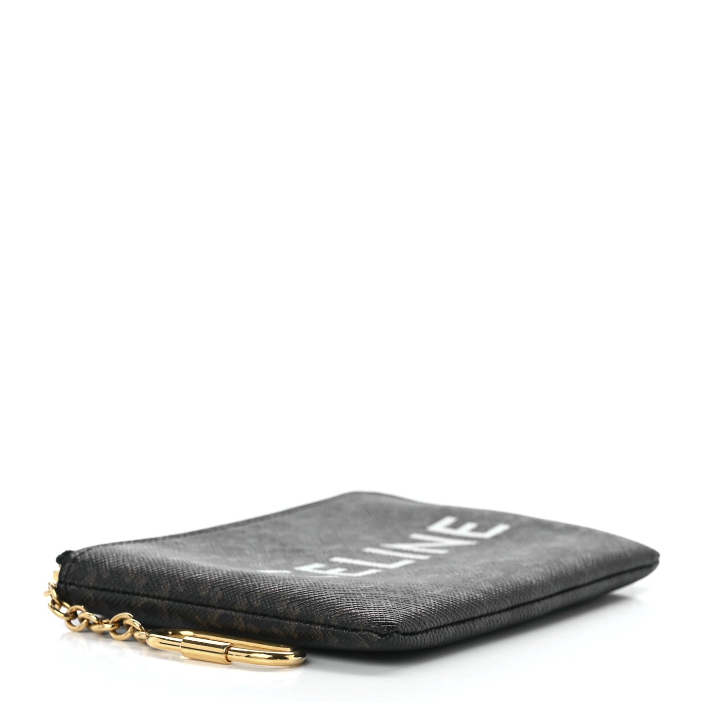 Triomphe Canvas Logo Coin and Card Pouch With Hook Black