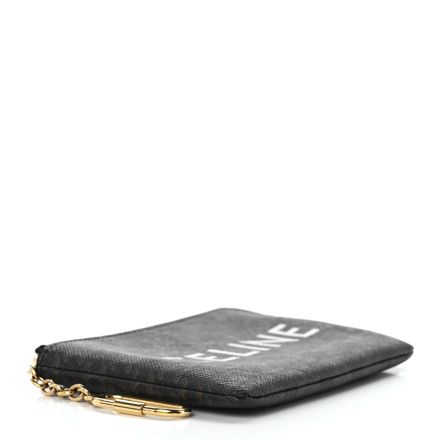 Celine Triomphe Canvas Logo Coin and Card Pouch With Hook Black 3 of 10