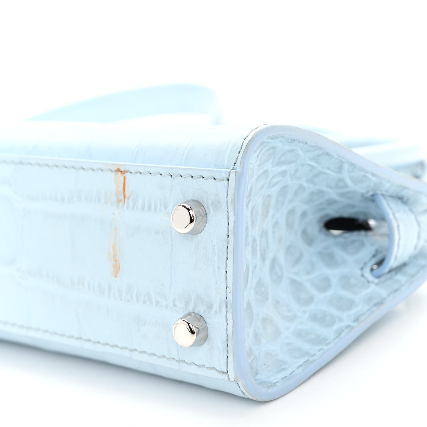 Versace Calfskin Crocodile Embossed Mini Medusa '95 Tote Pastel Blue 9 of 10