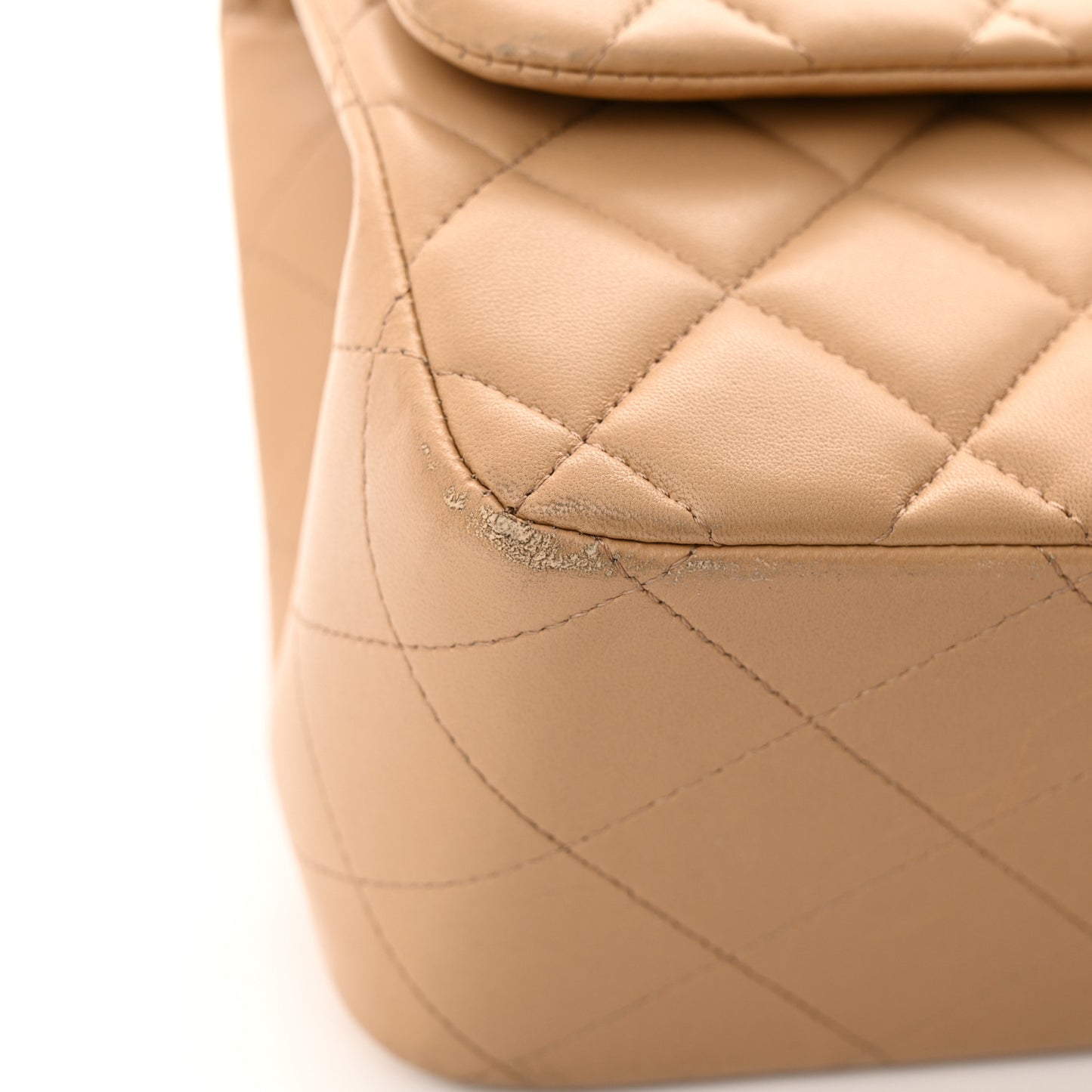 Lambskin Quilted Jumbo Double Flap Beige Clair