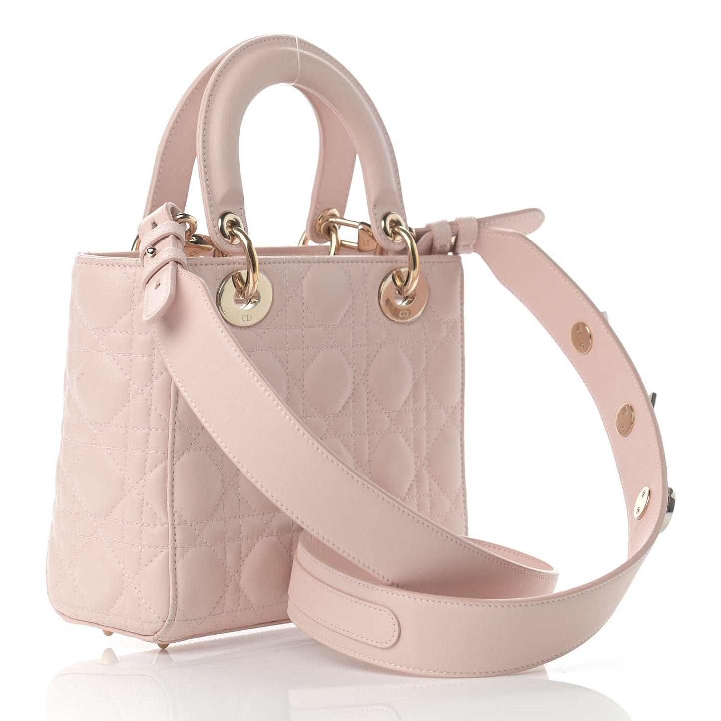 Lambskin Cannage Small Lucky Badges My Lady Dior Pink
