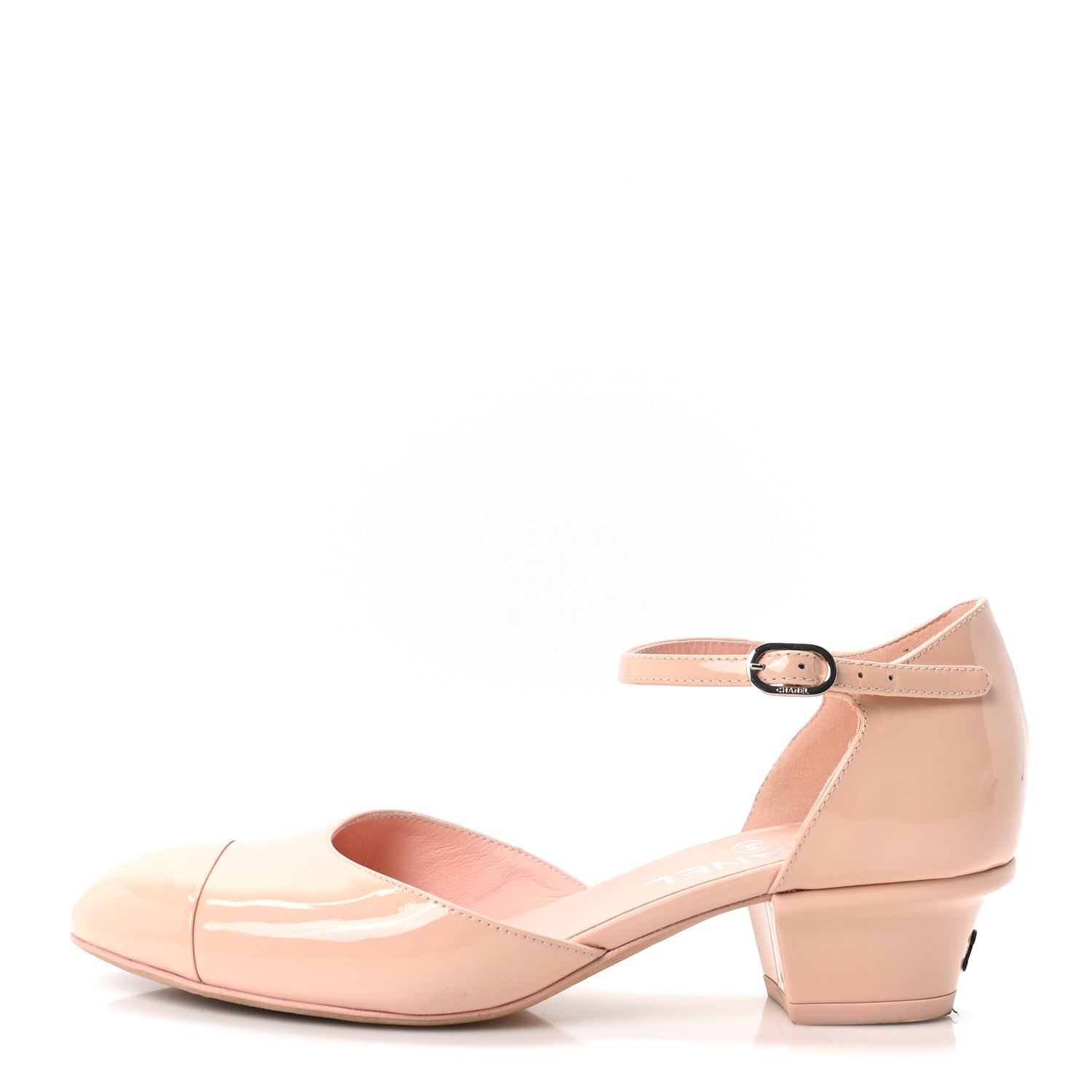 Chanel Patent Calfskin Cap Toe Slingback Pumps 35.5 Light Pink