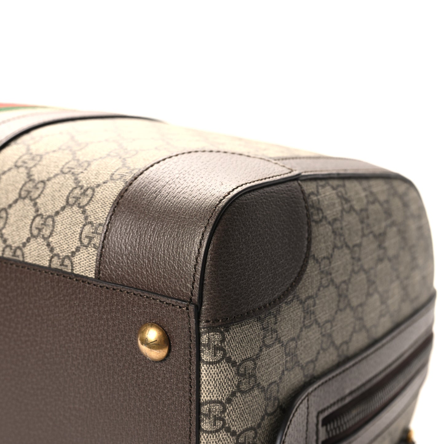 GG Supreme Monogram Textured Dollar Calfskin Web Medium Savoy Duffle Bag Beige Ebony New Acero