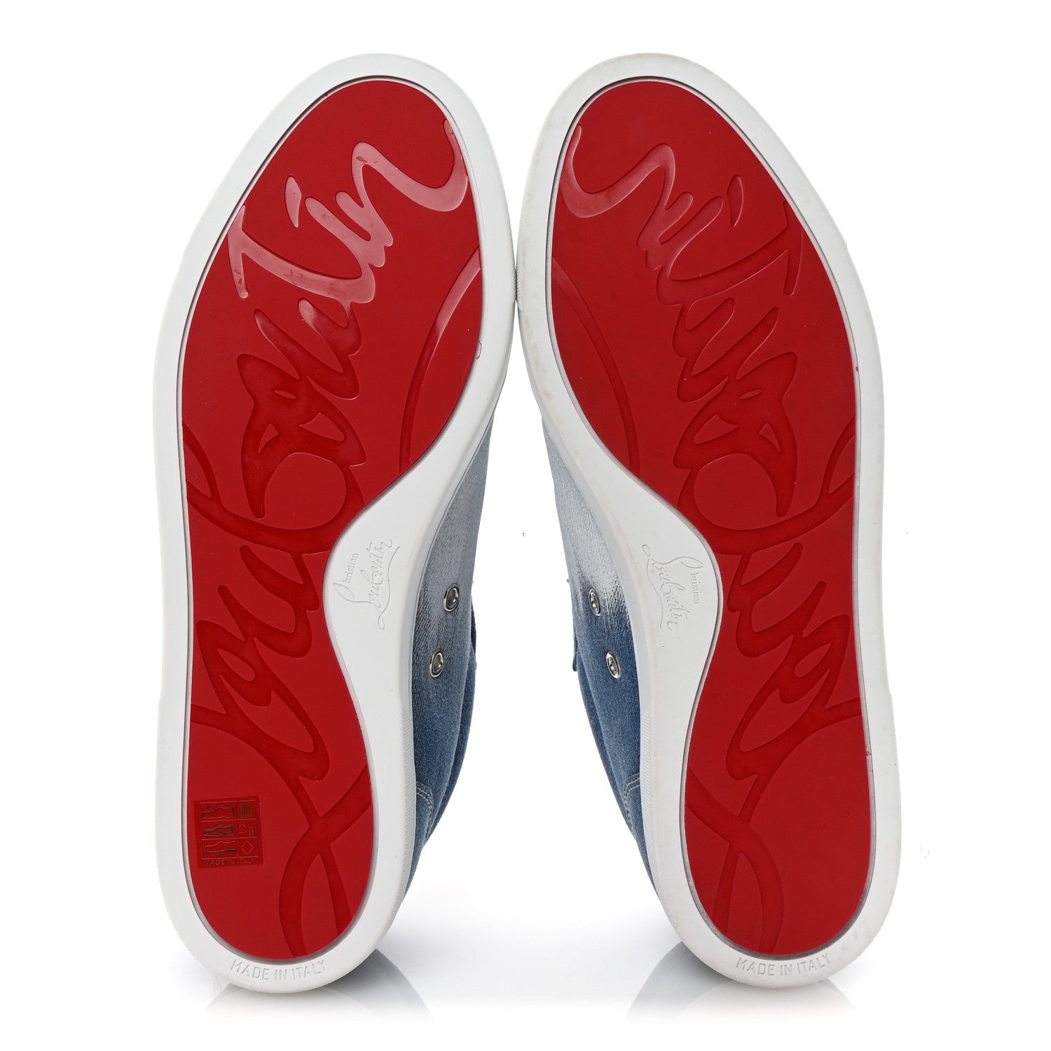 Christian Louboutin Denim Graffiti Mens Fique A Vontade Flat Sneakers 42.5 Blue White 6 of 10