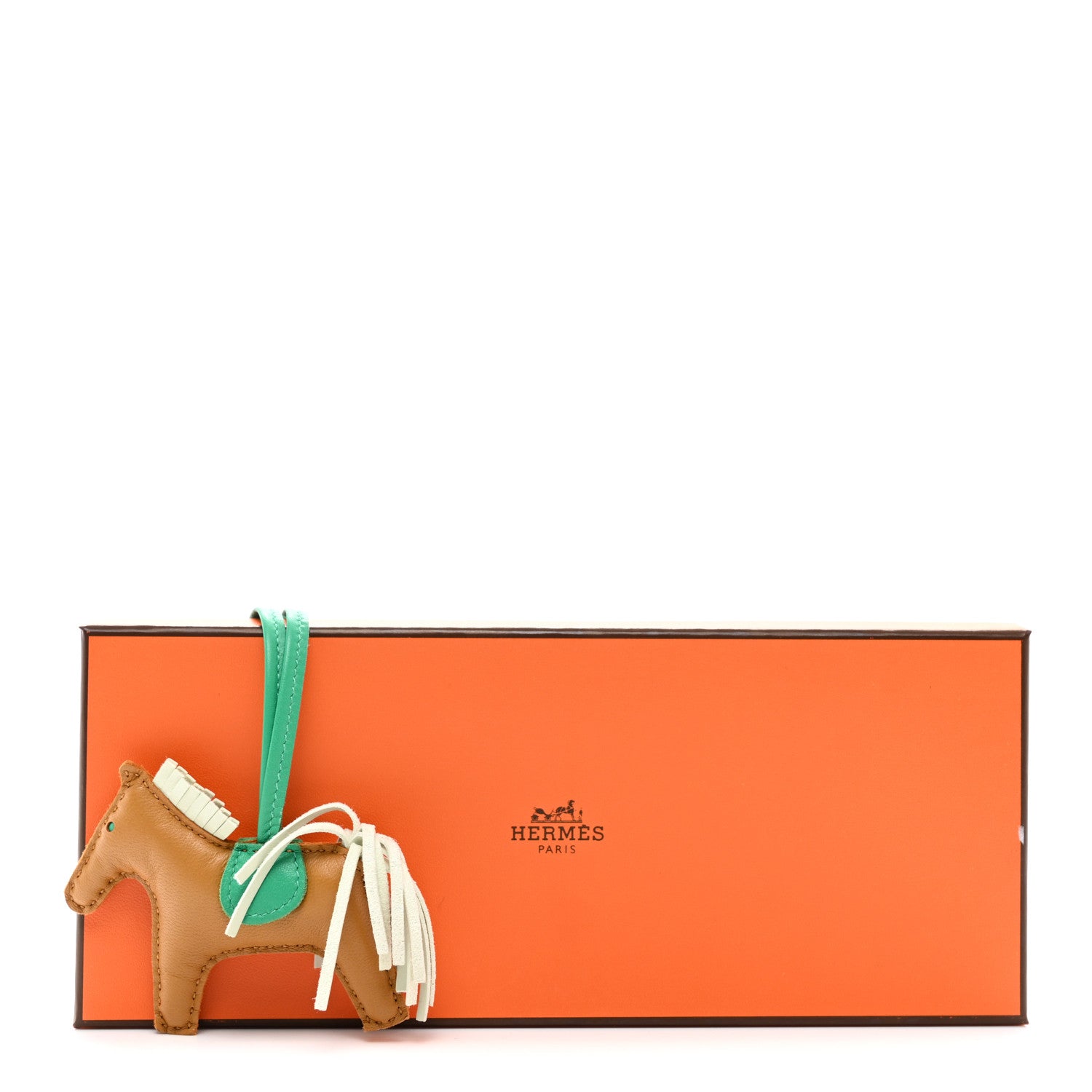 Hermes Milo Lambskin Grigri Rodeo Horse Bag Charm PM Sesame Vert Fizz Menthe 5 of 5