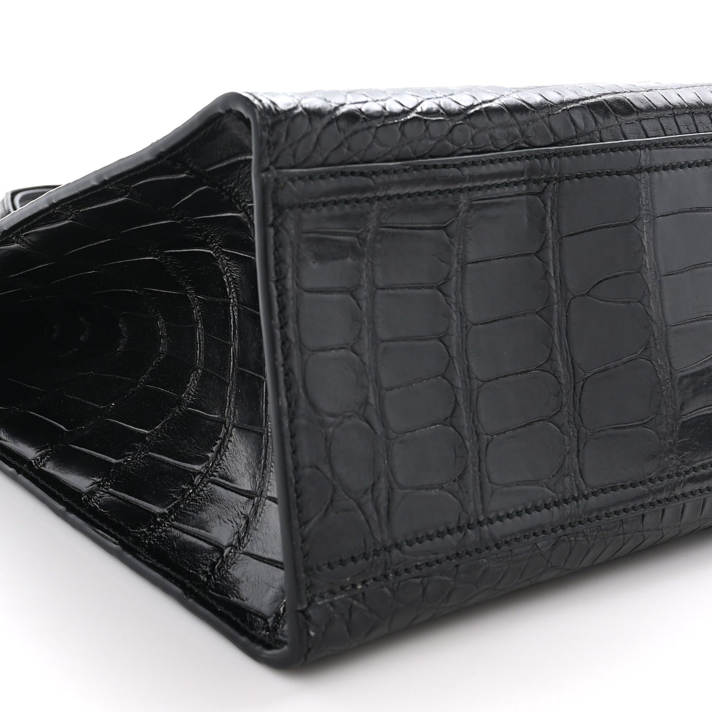 Crocodile Medium GG Marmont Top Handle Bag Black