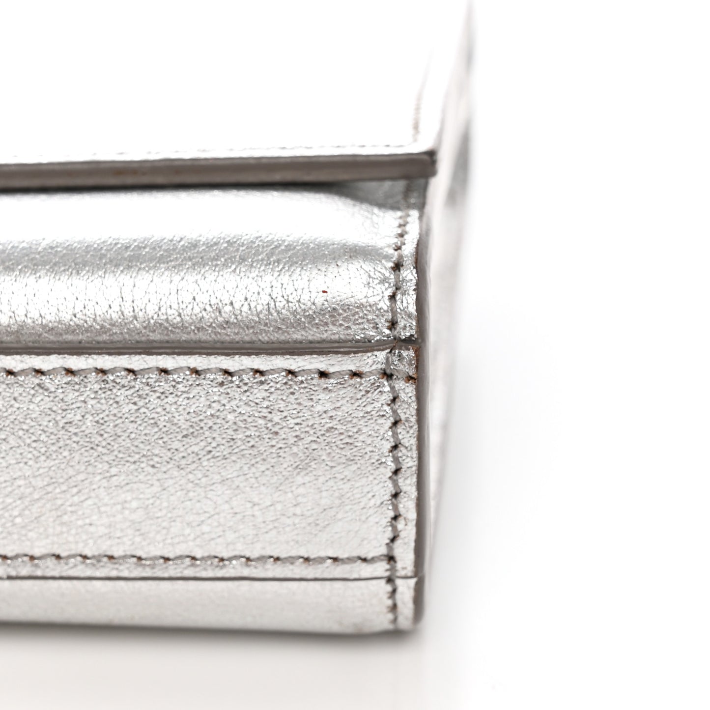 Textured Metallic Calfskin Classic Monogram Cassandre Clutch Silver