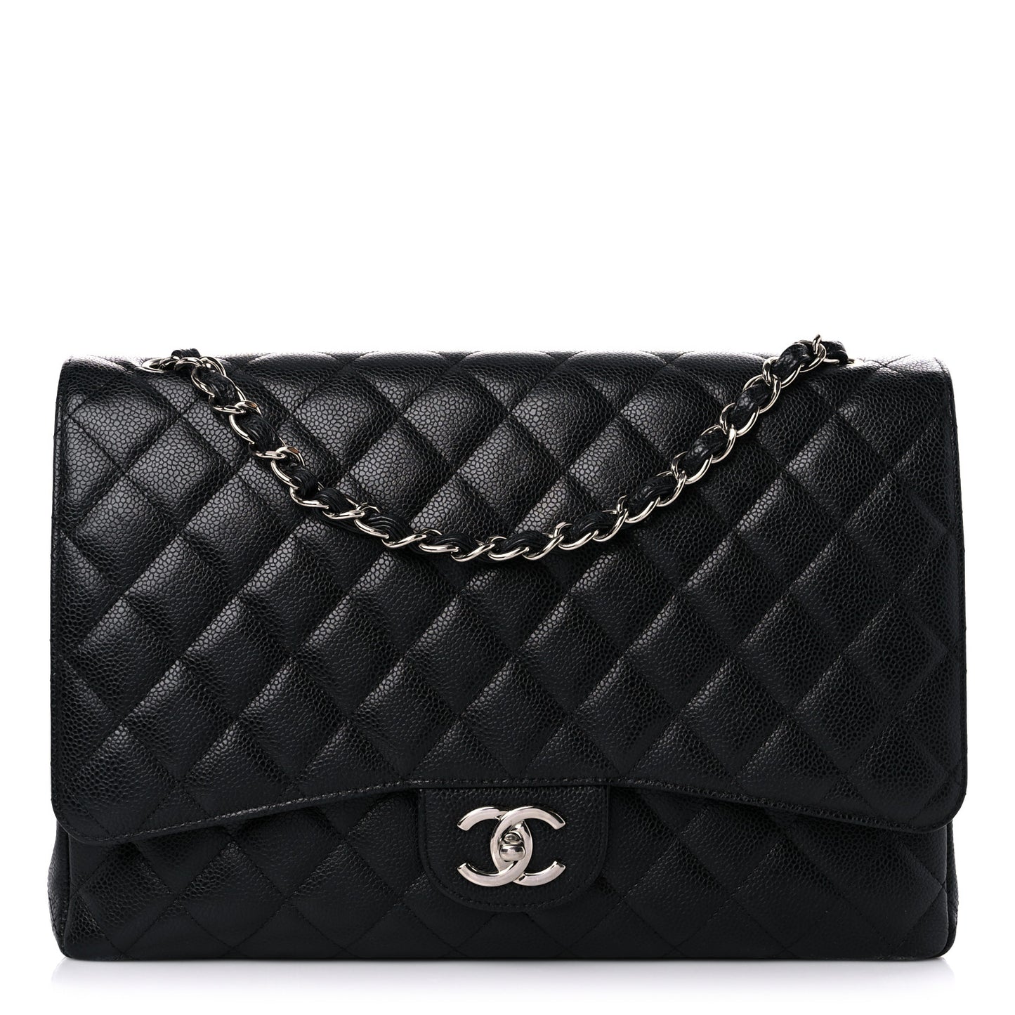 Caviar Quilted Maxi Double Flap Black
