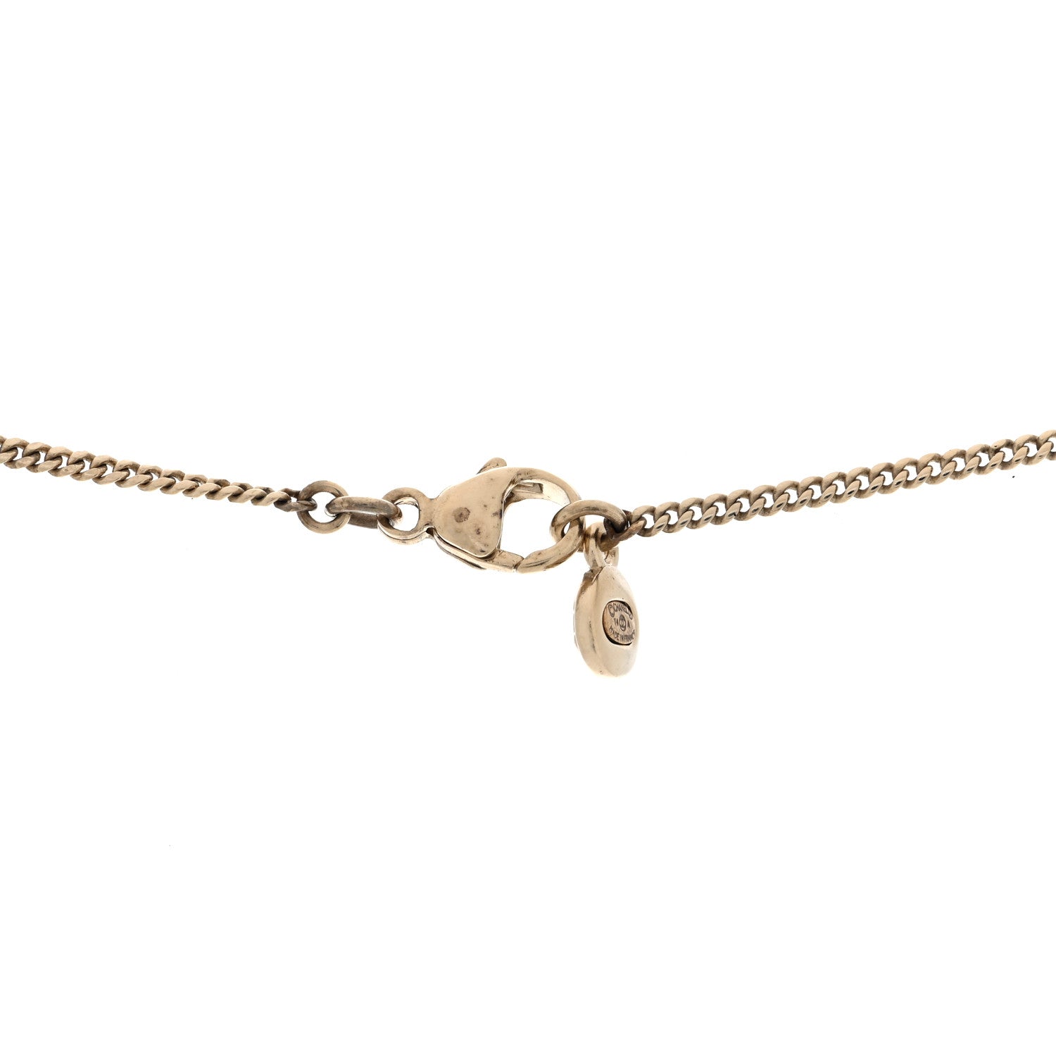 Chanel Metal Crystal Pearl CC Bow Necklace Gold 4 of 6