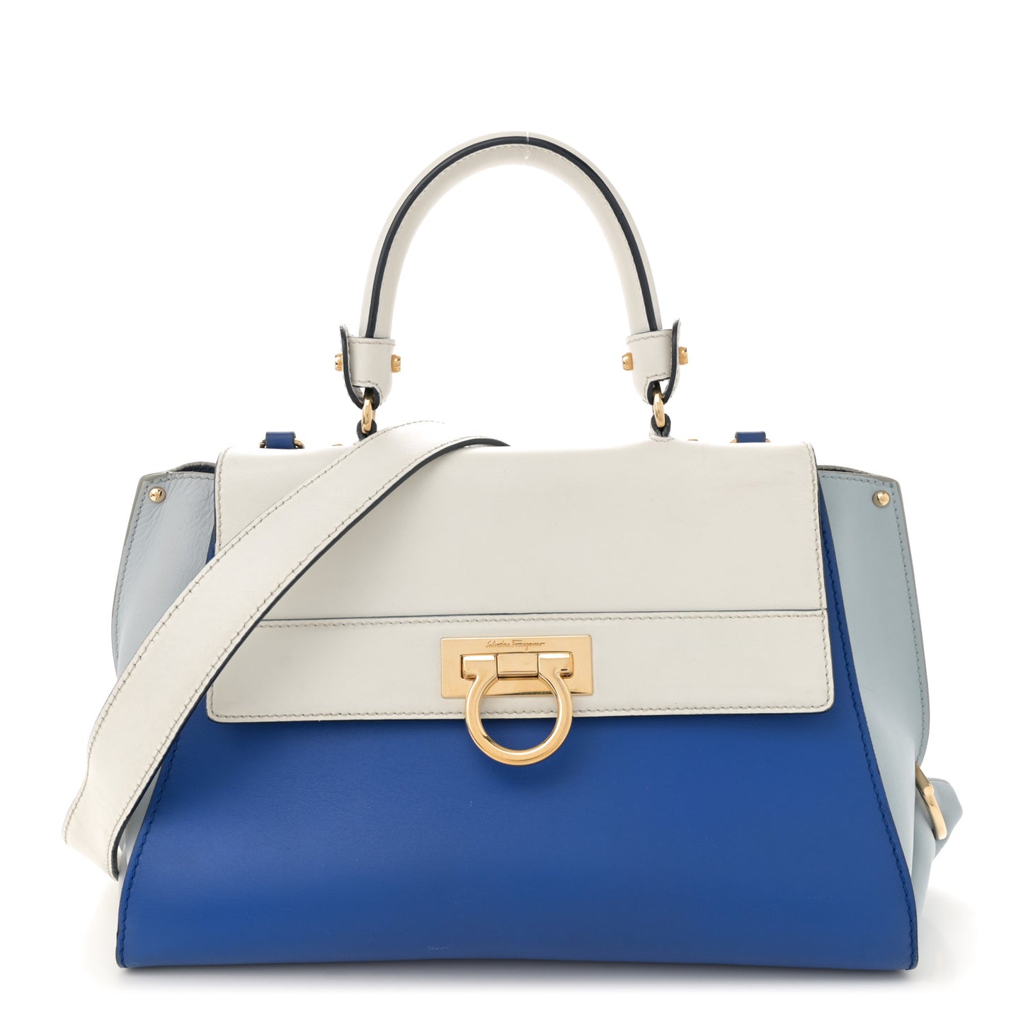 Calfskin Small Sofia Satchel Blue Multicolor