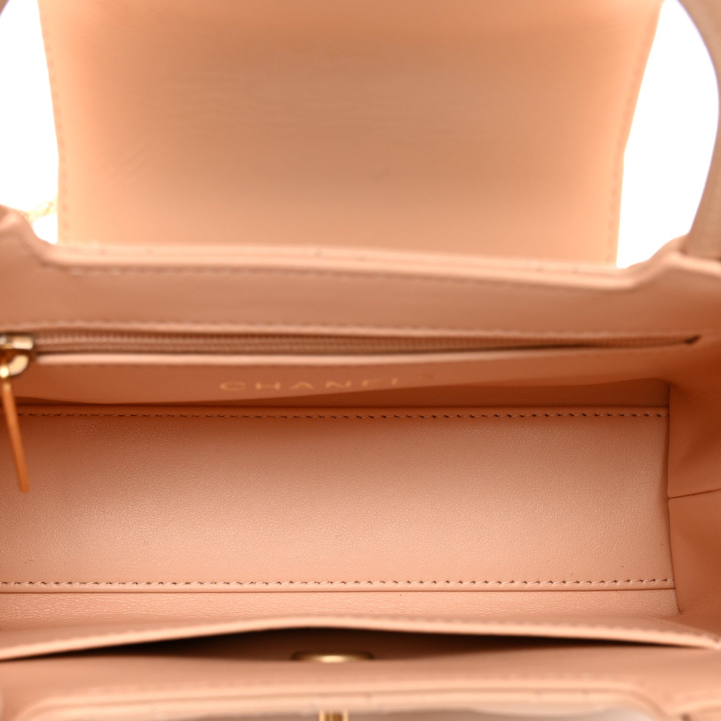 Shiny Aged Calfskin Quilted Nano Kelly Shopper Beige