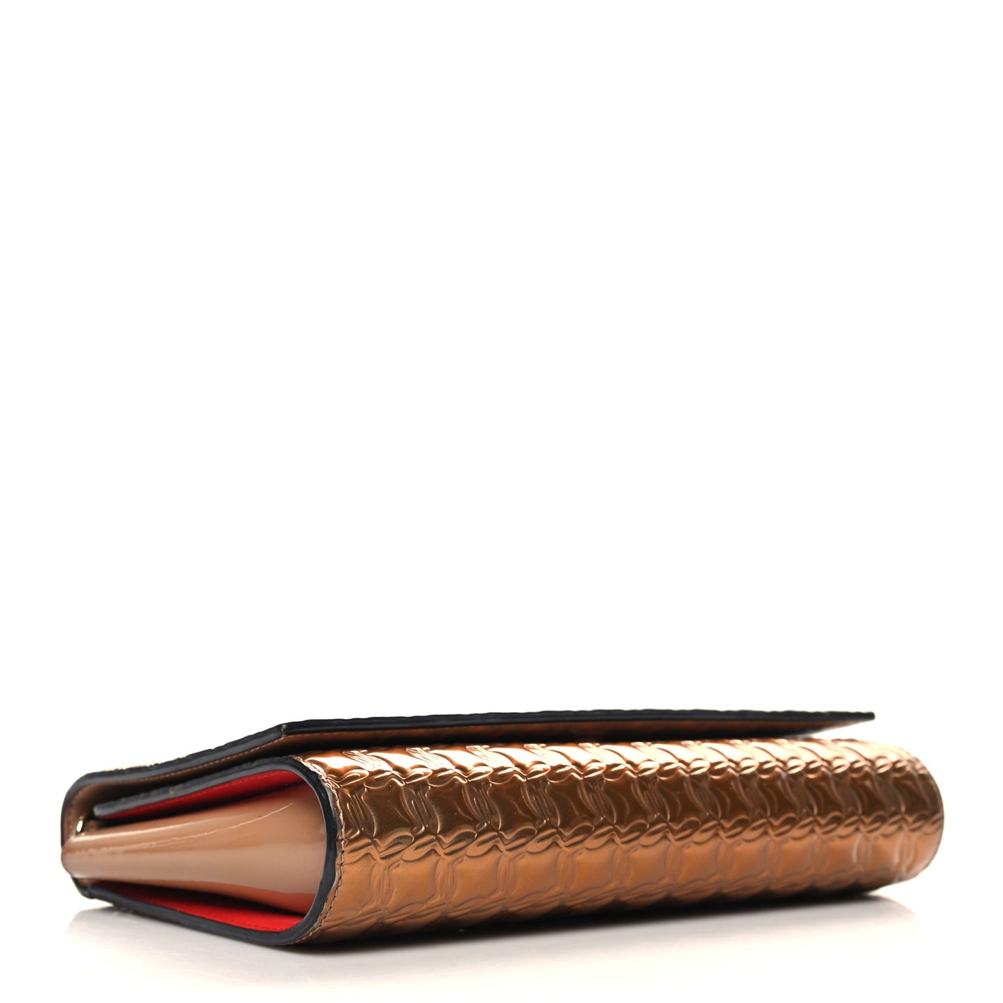 Metallic Houndstooth Embossed Paloma Clutch Gold