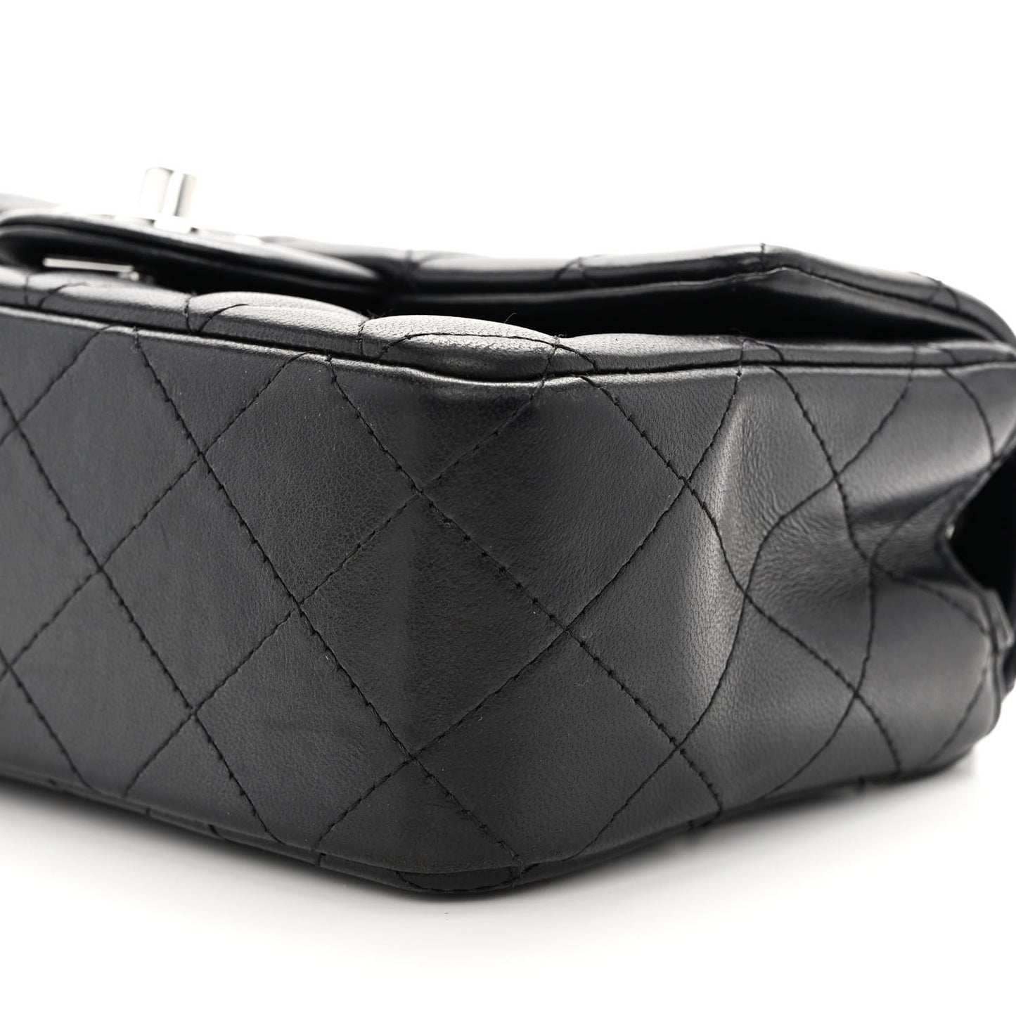 Lambskin Quilted Mini Rectangular Flap Black