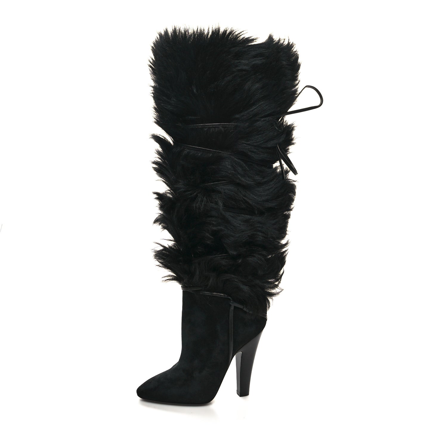 Suede Faux Fur Jokull 105 Over The Knee Boots 38 Black