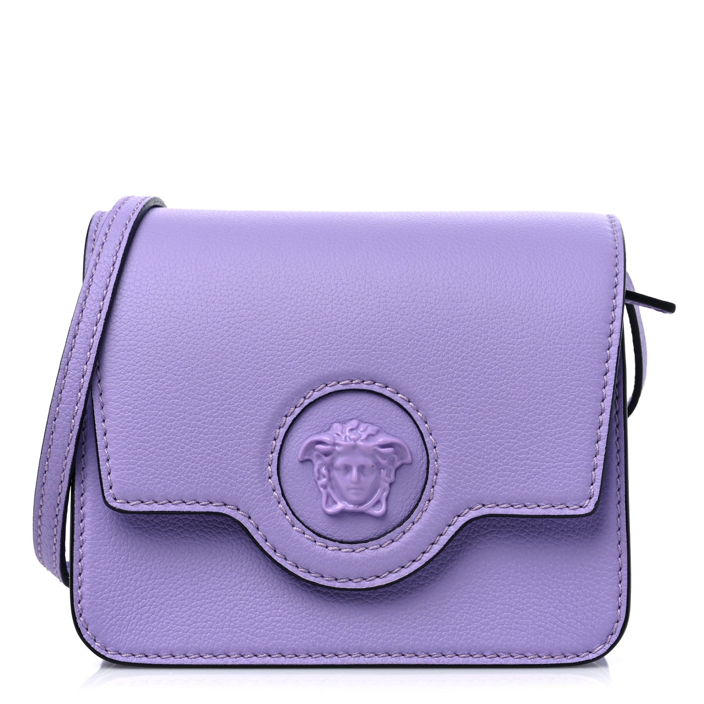 Grained Calfskin La Medusa Shoulder Bag Lilac