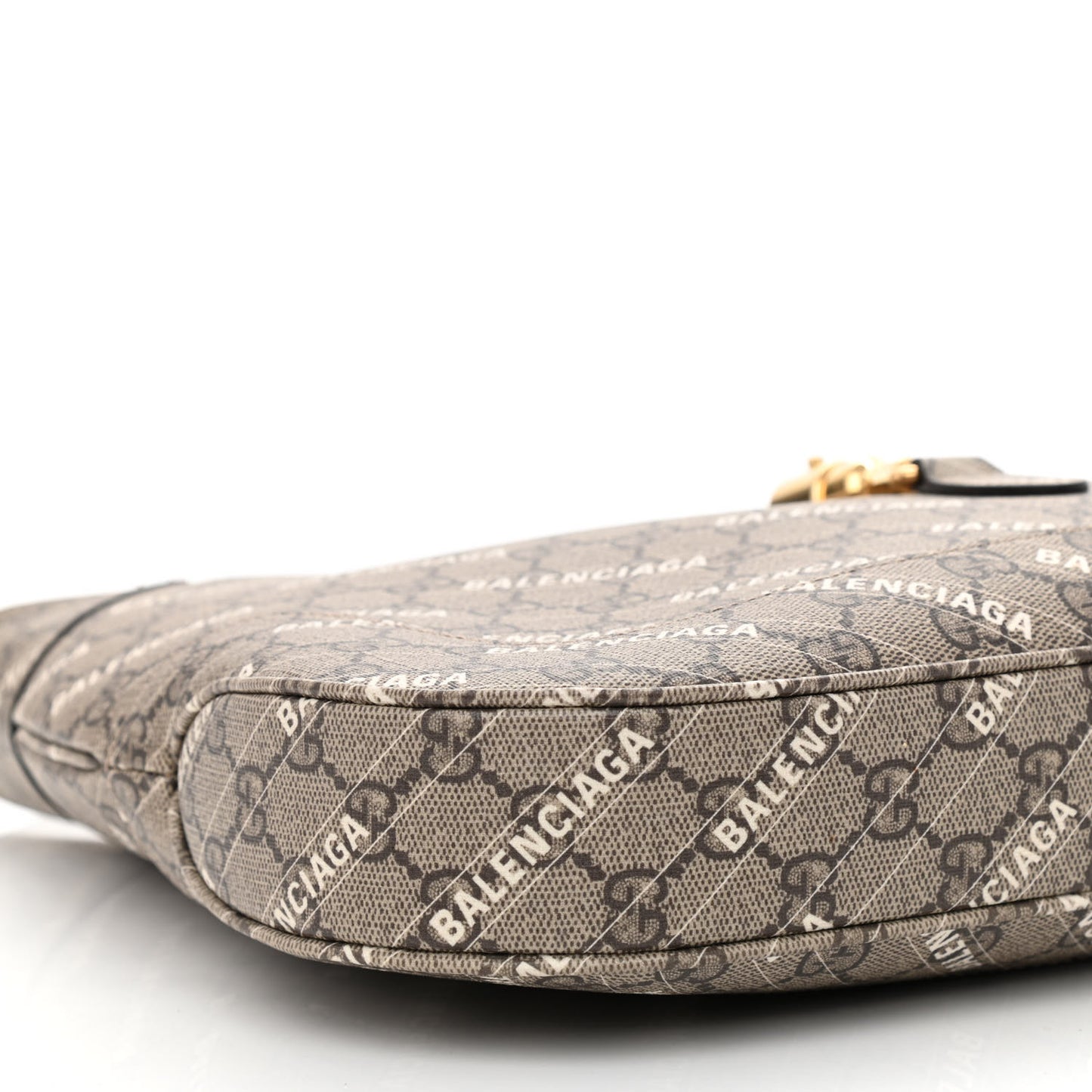 X BALENCIAGA GG Supreme Monogram Logo Print Medium Jackie 1961 Hobo Beige Ebony