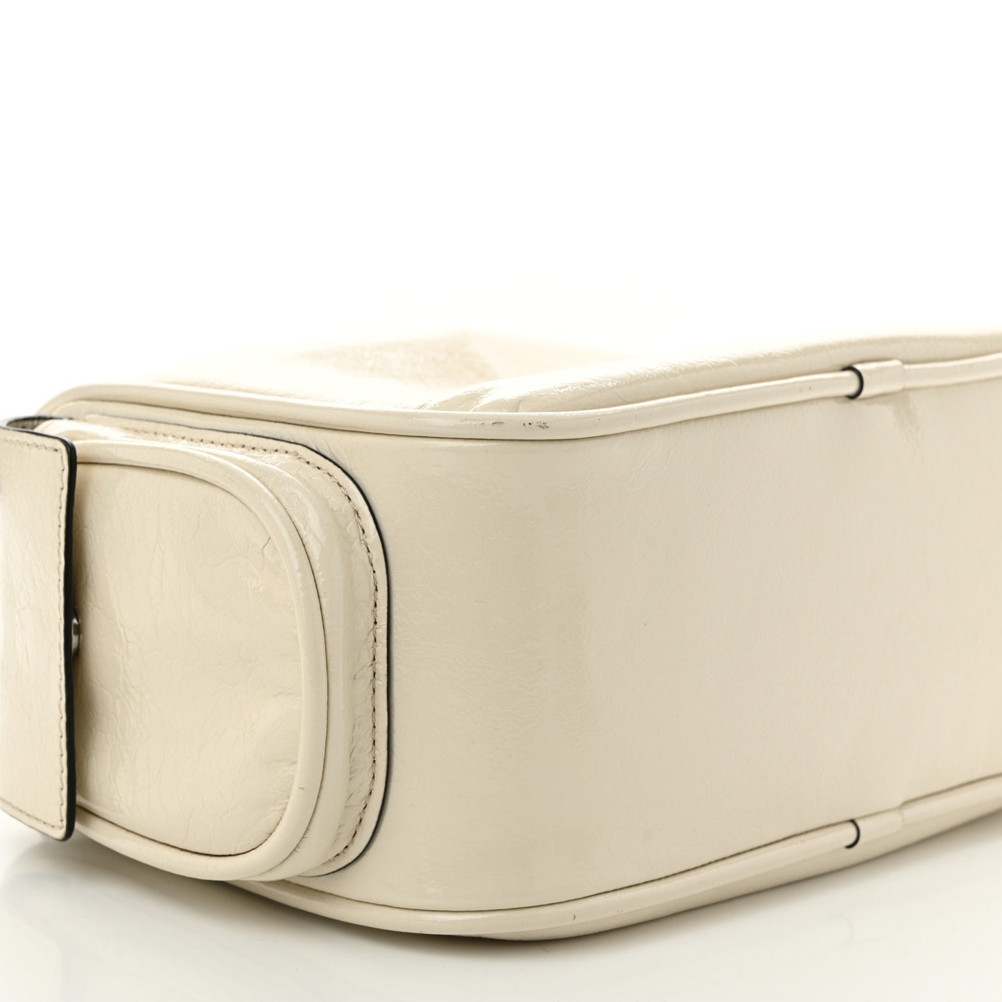 Patent Calfskin Soft Box 23 Shoulder Bag Ivory