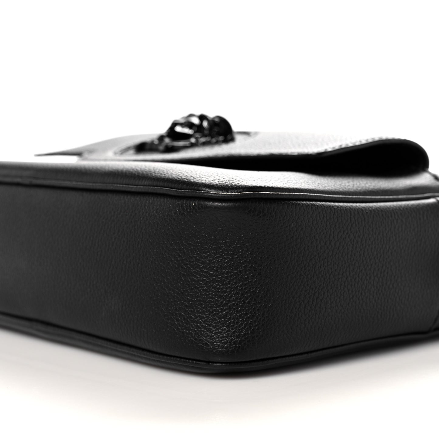 Grained Calfskin Medusa Camera Bag Black