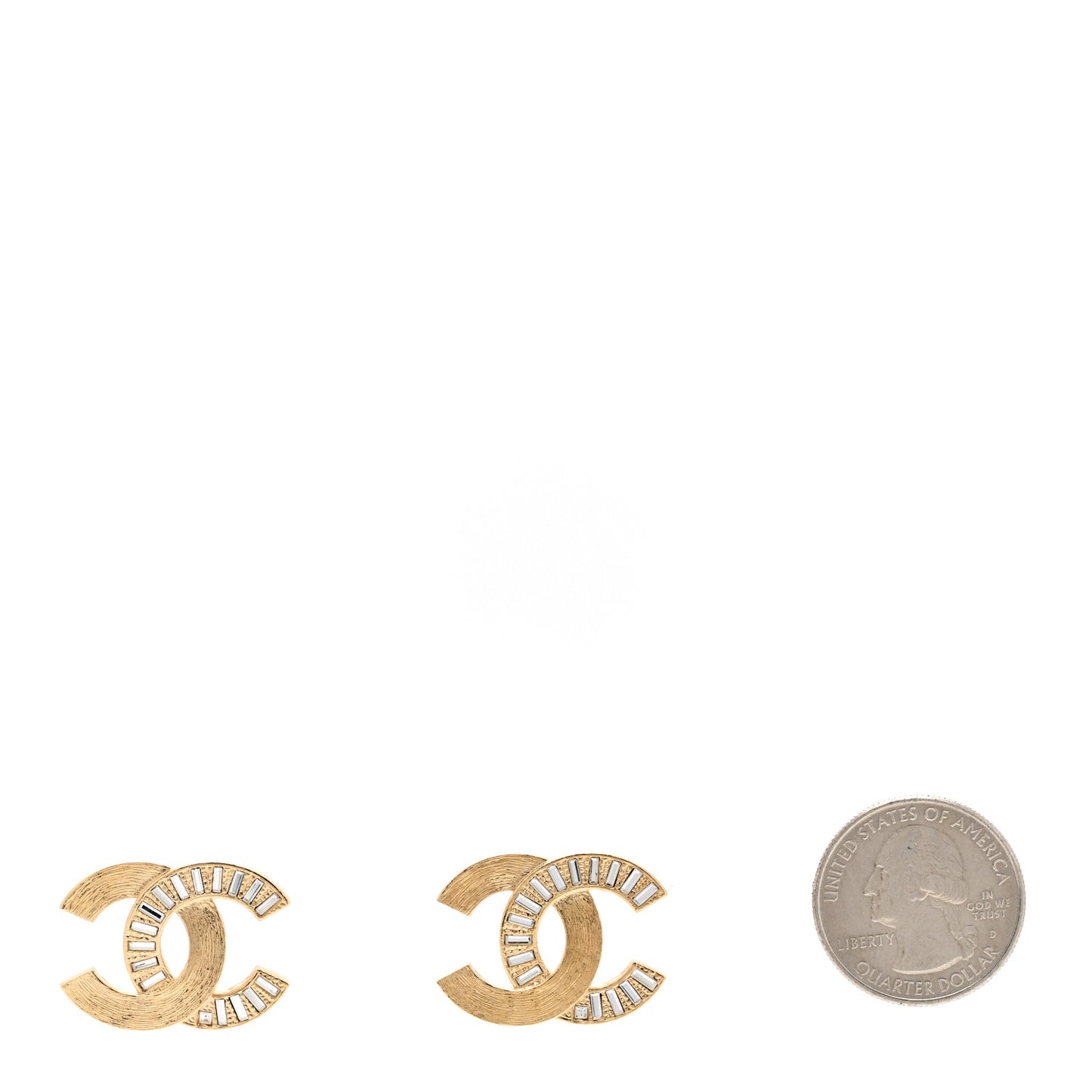 Crystal Baguette CC Earrings Gold