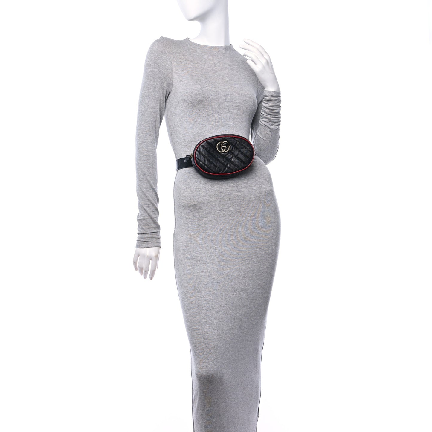 Azalea Calfskin Matelasse Diagonal Torchon GG Marmont Belt Bag 85 34 Black Romantic Cerise