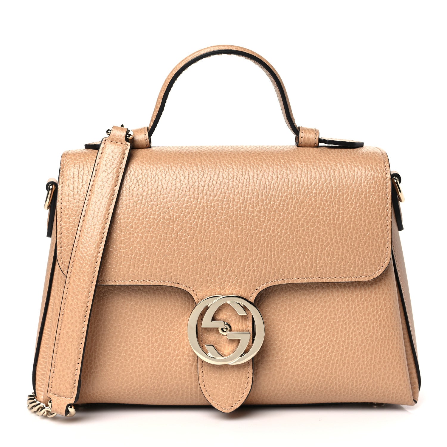Gucci Dollar Calfskin Interlocking G Top Handle Shoulder Bag Camelia 1 of 9