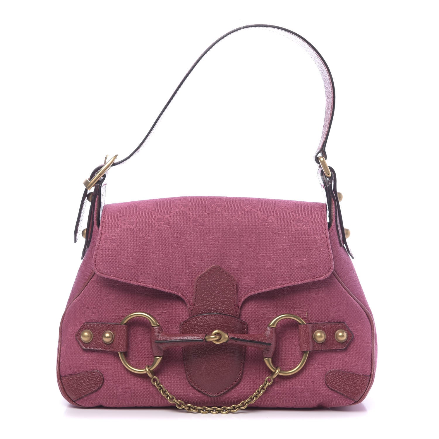 Gucci Monogram Horsebit Chain Flap Bag Fuchsia 1 of 11