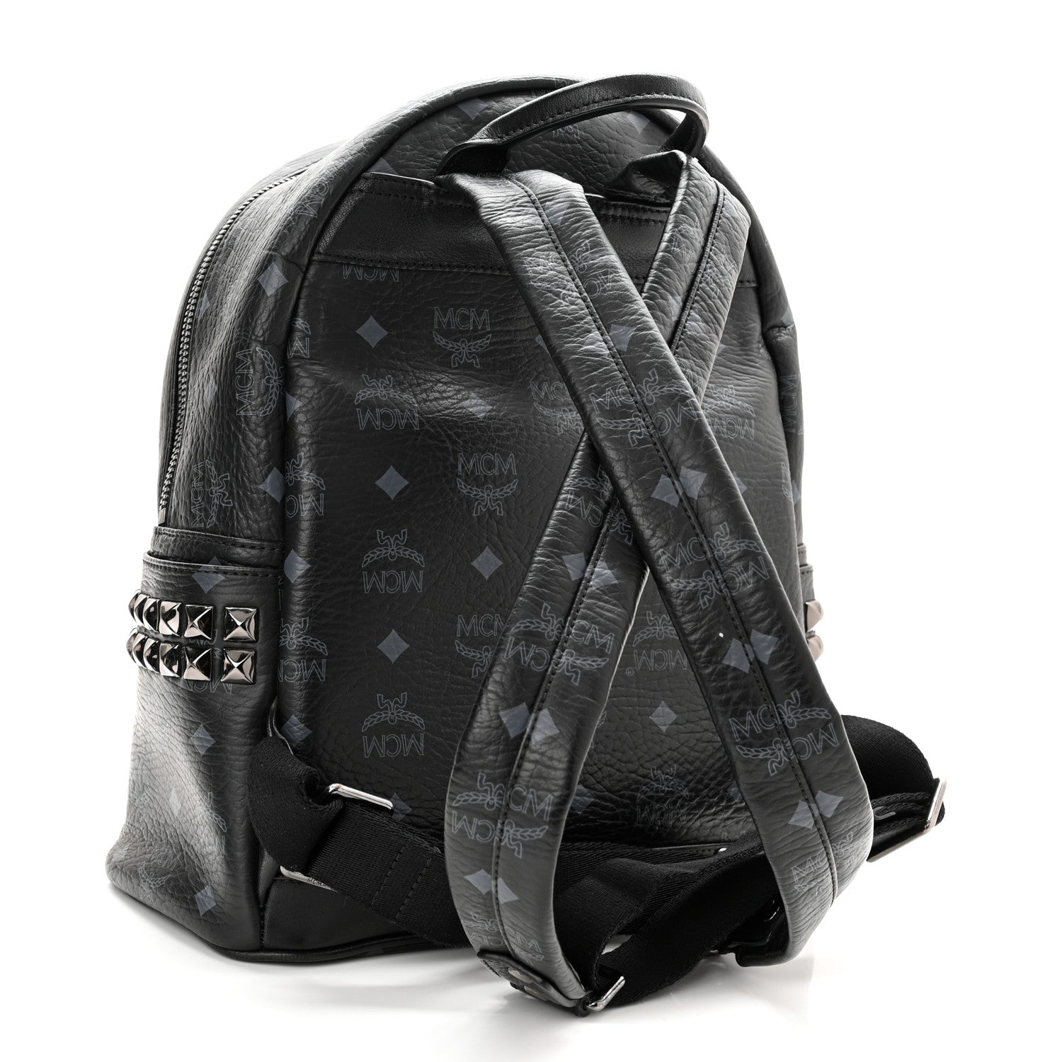MCM Visetos Small Side Stud Stark Backpack Black 3 of 11