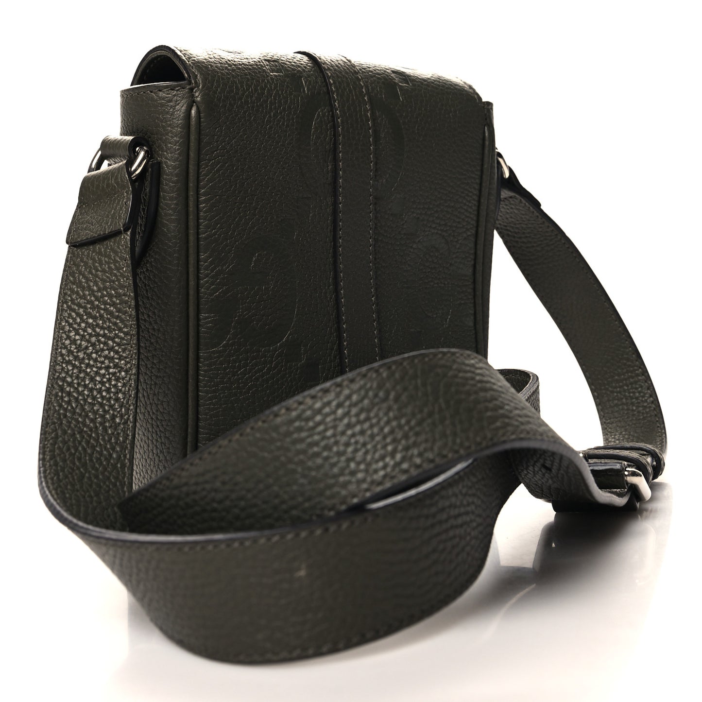 Piuma Calfskin Jumbo GG Embossed Small Messenger Bag Dark Green