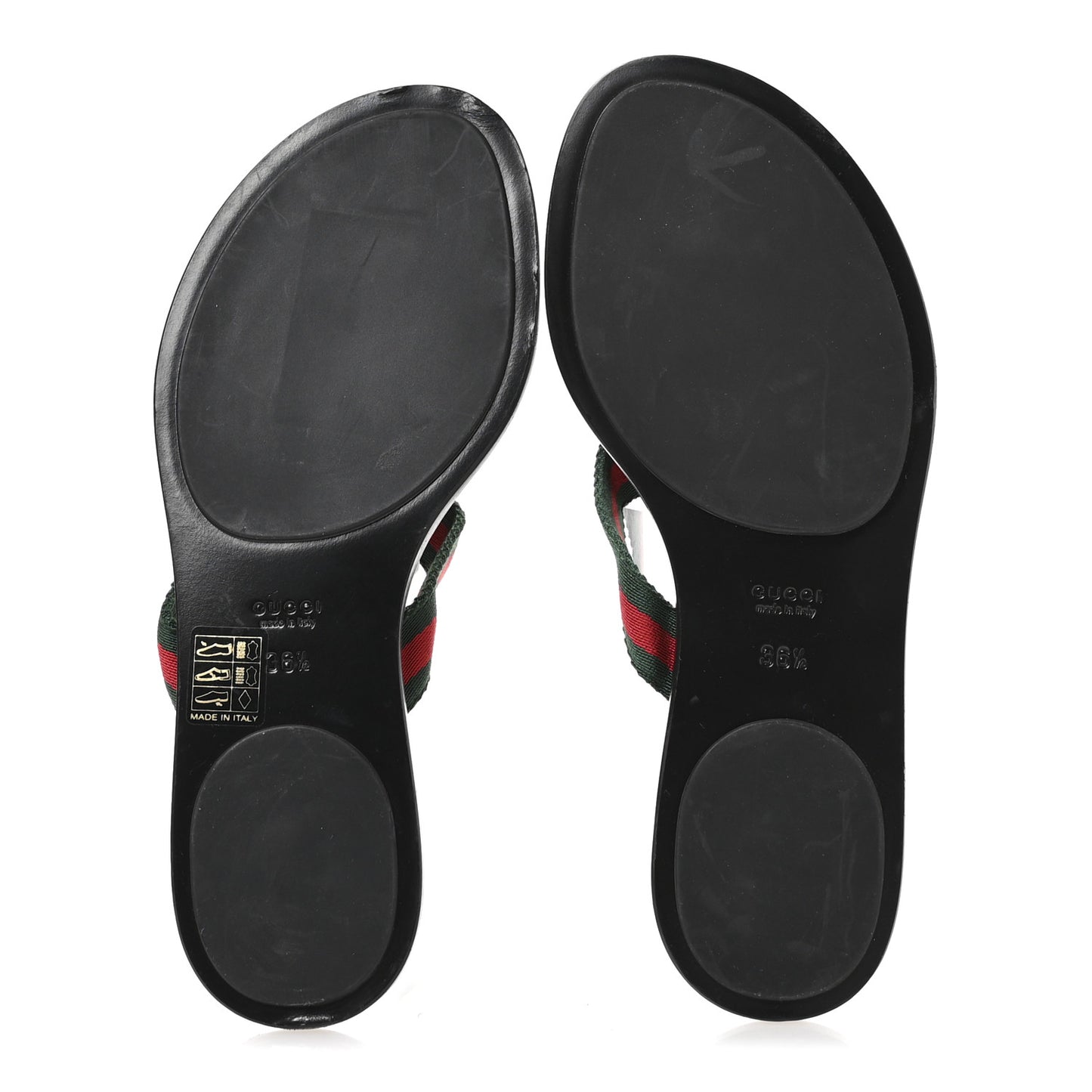 Nylon Guccissima Web Womens Thong Sandals 36.5 Green Red Black
