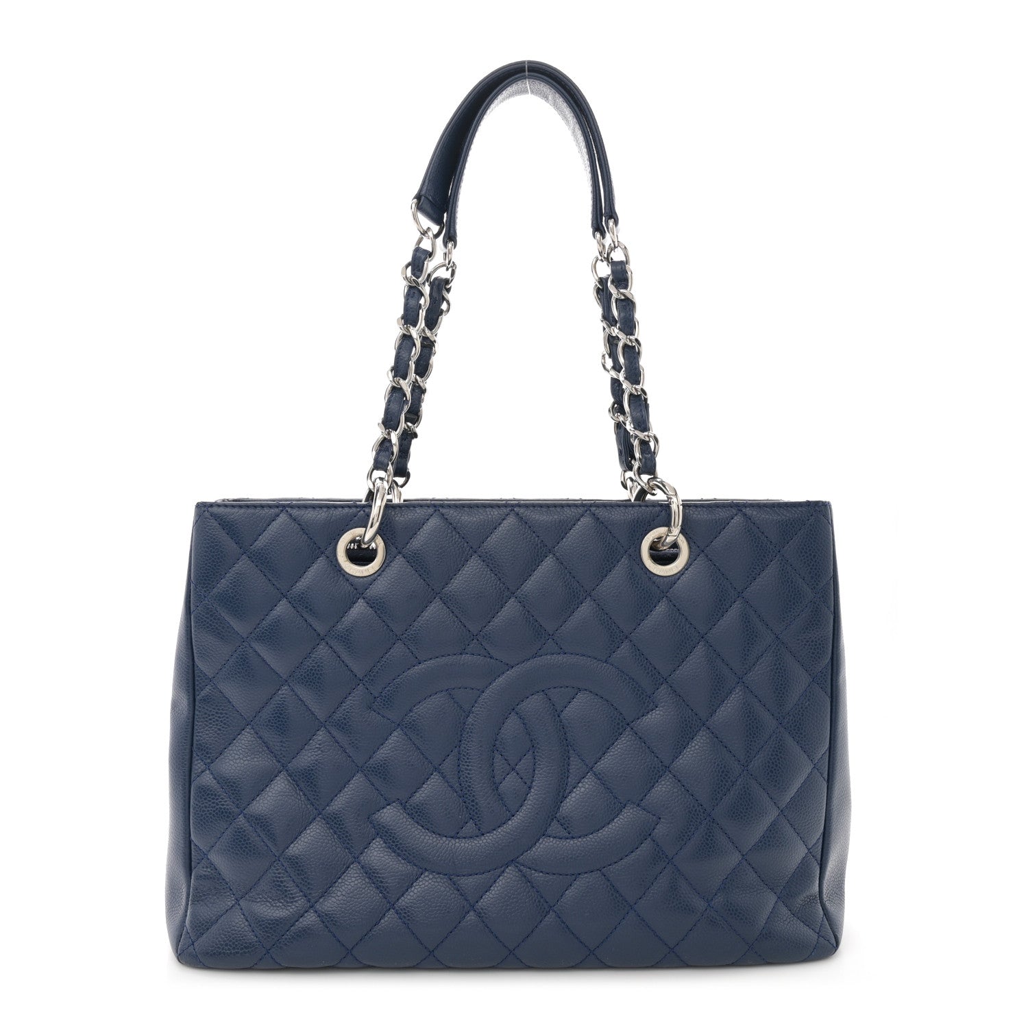 Chanel Caviar Quilted Grand Shopping Tote GST Dark Navy Blue 1 of 15