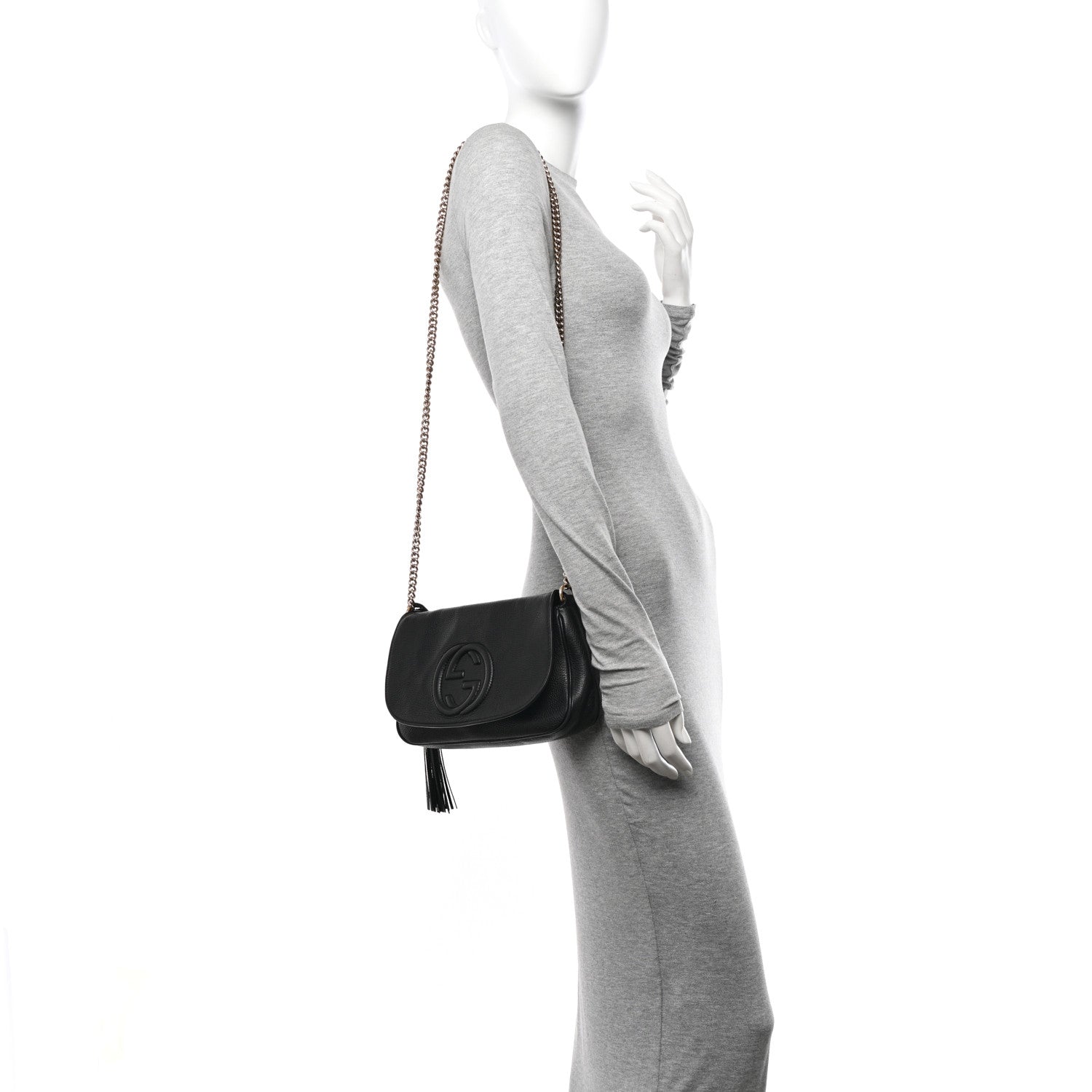 Gucci Pebbled Calfskin Medium Soho Flap Crossbody Black 2 of 15