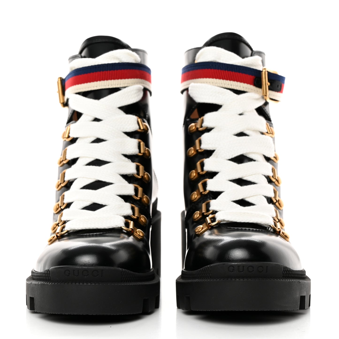 Calfskin Sylvie Web Womens Lace Up Combat Boots 36.5 Black