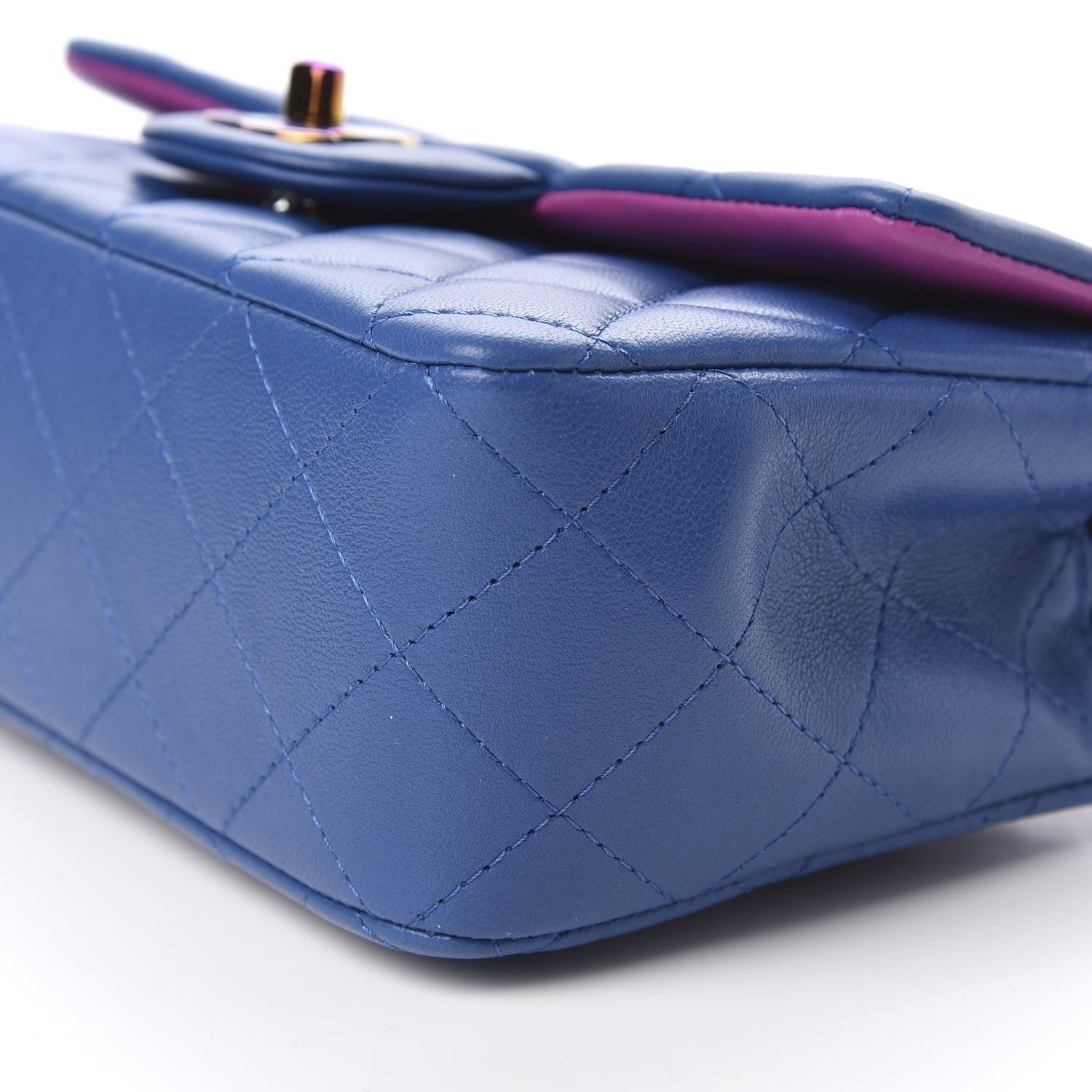 Chanel Lambskin Quilted Mini Rectangular Flap Blue Purple 9 of 10