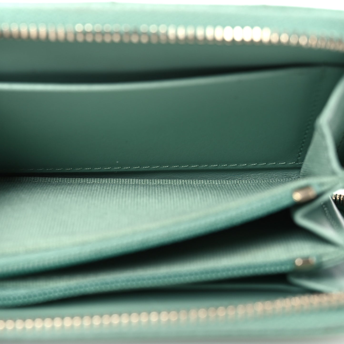 Caviar Quilted Zip Around Coin Purse Wallet Dark Green