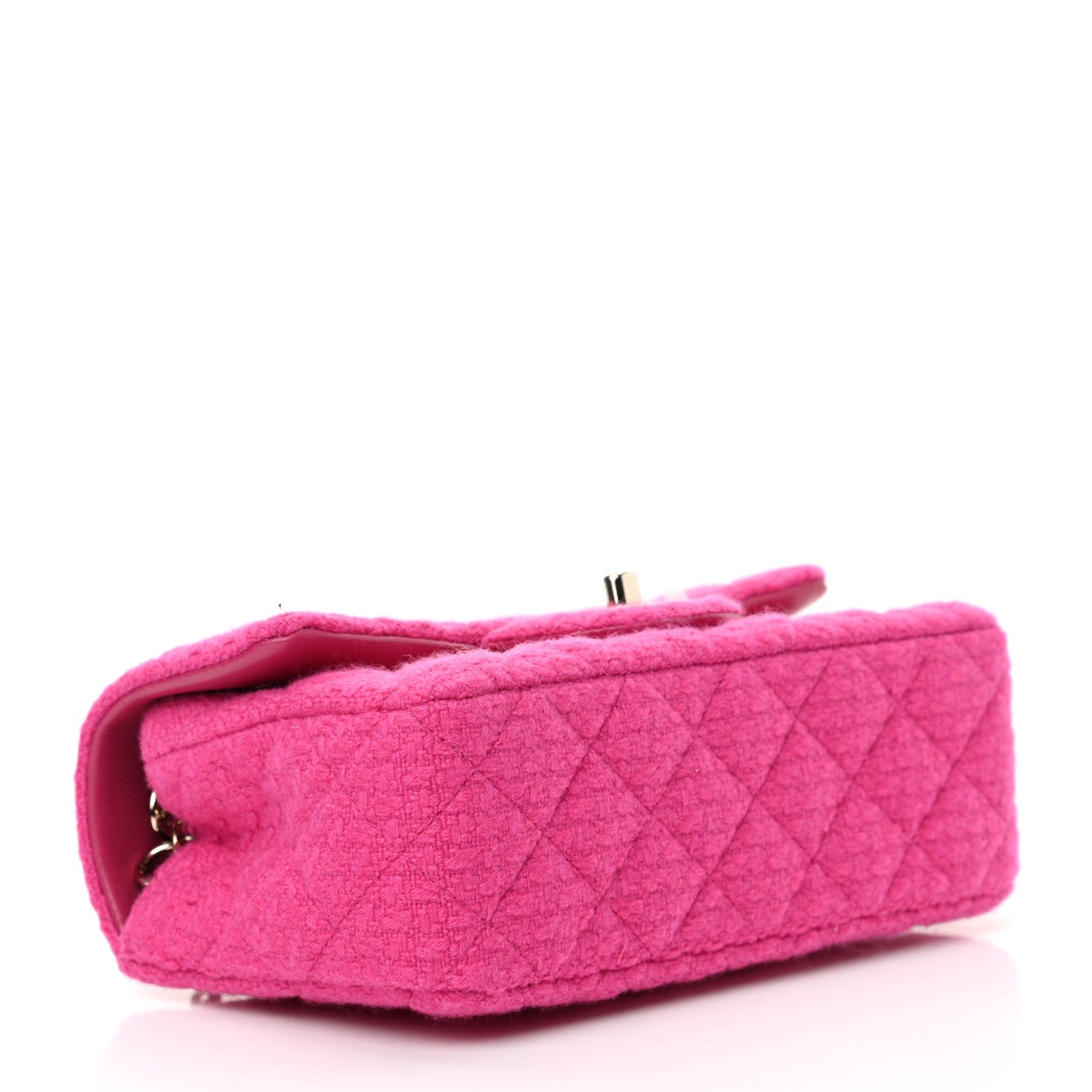 Cashmere Tweed Quilted Mini Rectangular Flap Fuchsia