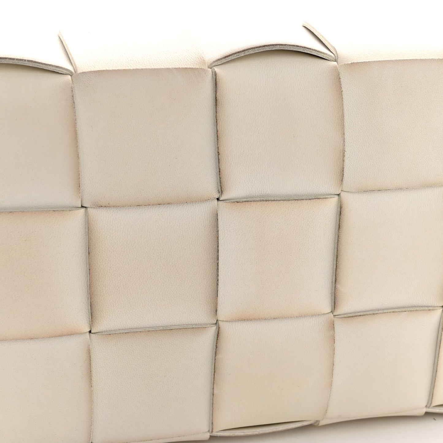 Lambskin Maxi Intrecciato Cassette Crossbody Bag White