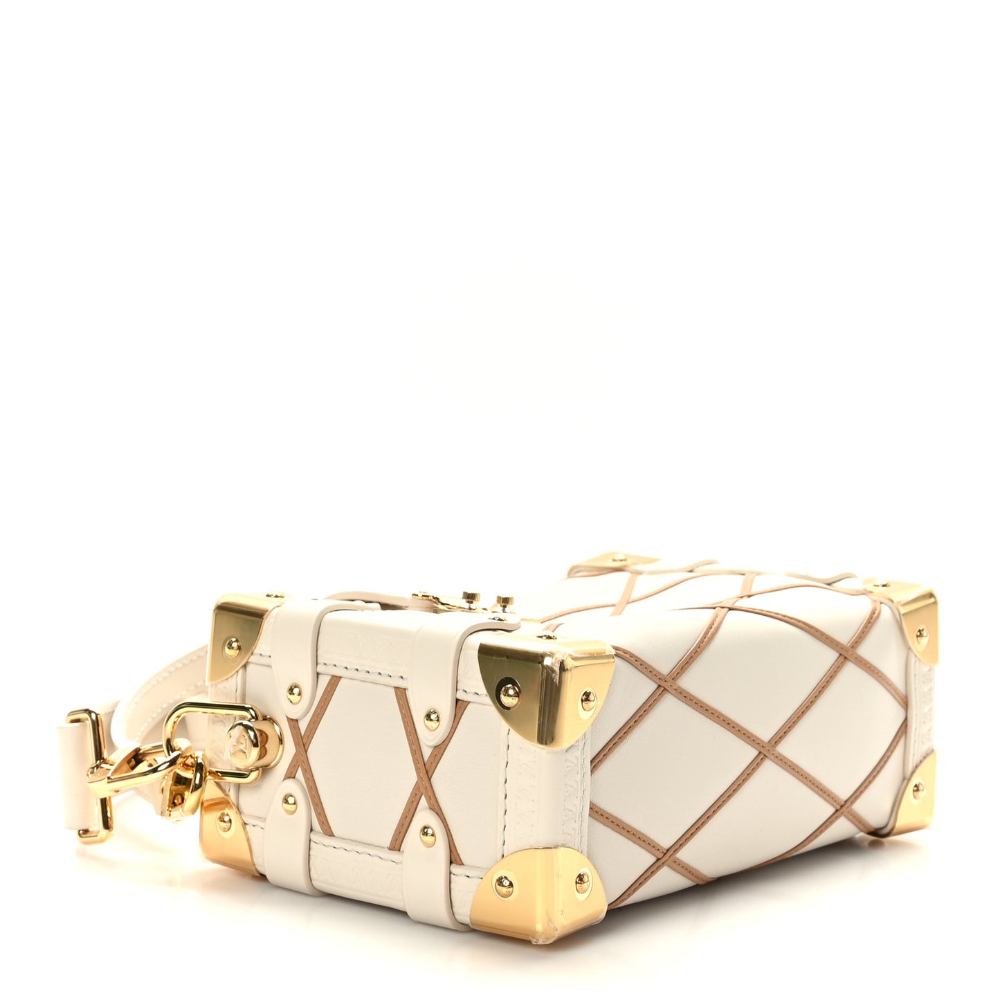 Lambskin Malletage Side Trunk PM Creme Noisette