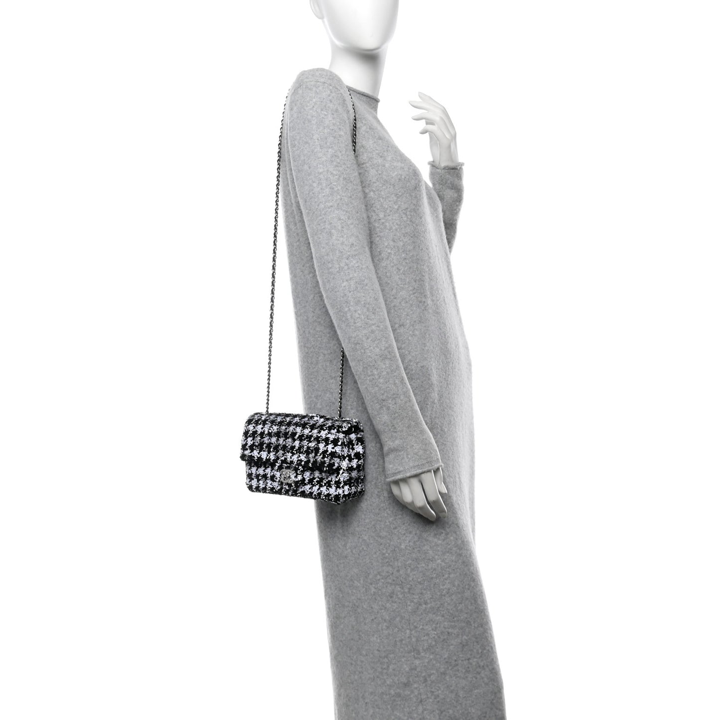 Sequin Houndstooth Small Flap Black White