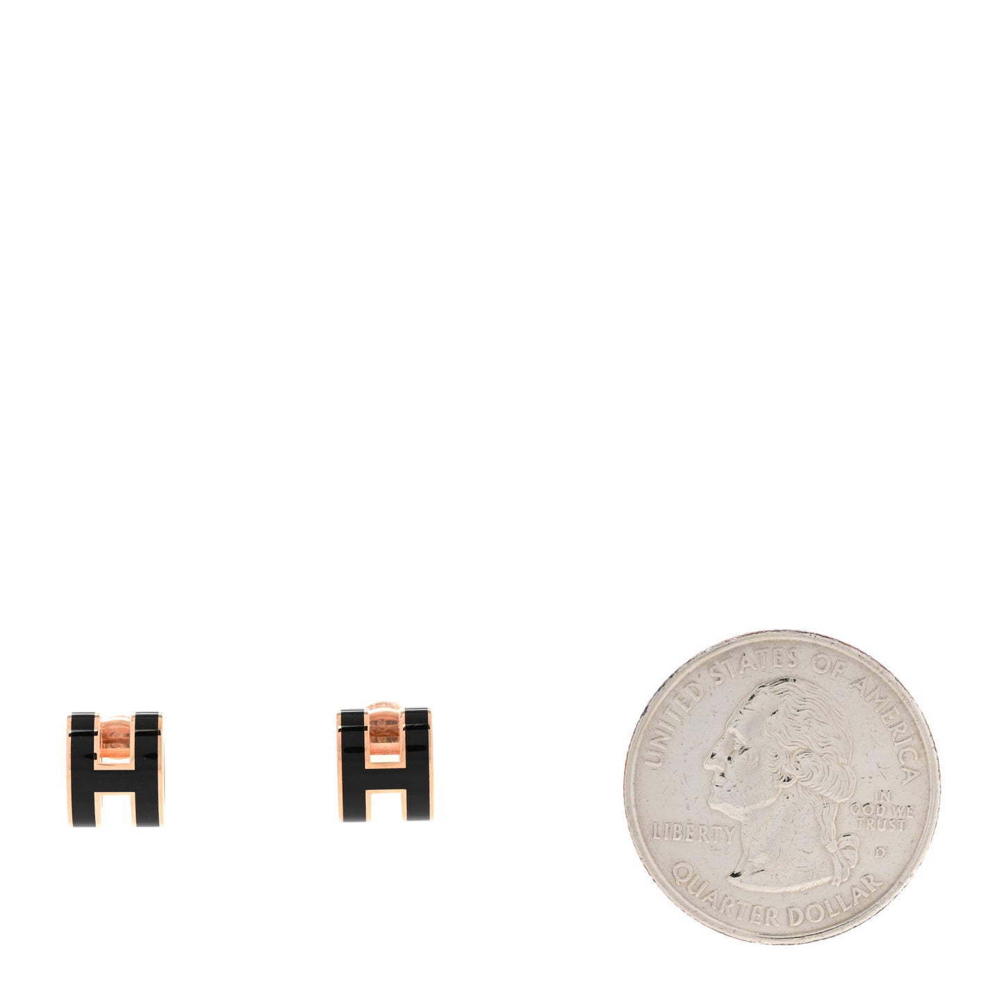 Rose Gold Lacquered Mini Pop H Earrings Black