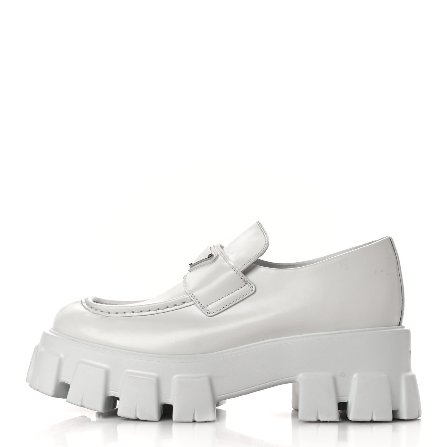 Spazzolato Rois Metal Triangle Logo Monolith 55mm Loafers 38.5 White