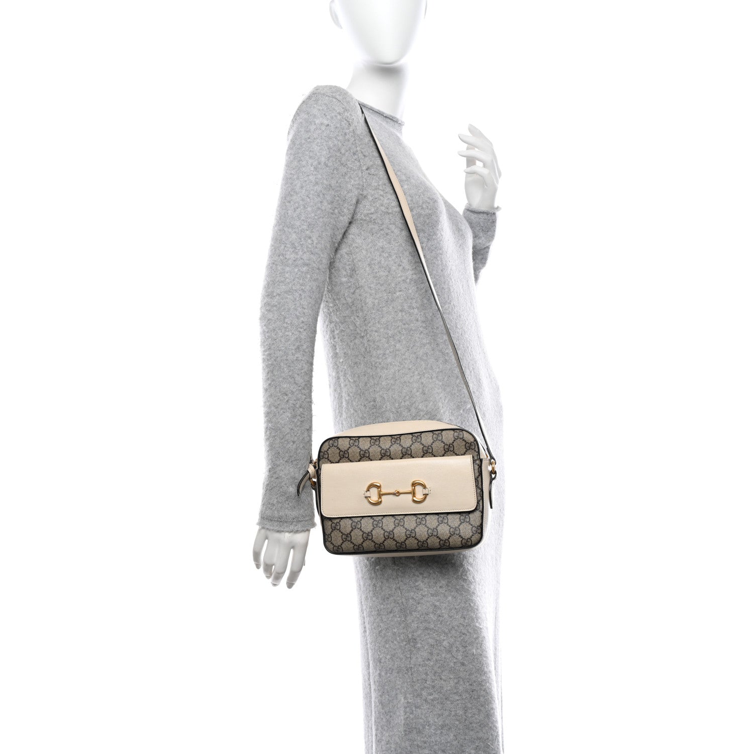 Gucci GG Supreme Monogram Small Horsebit 1955 Shoulder Bag Beige Mystic White 2 of 12