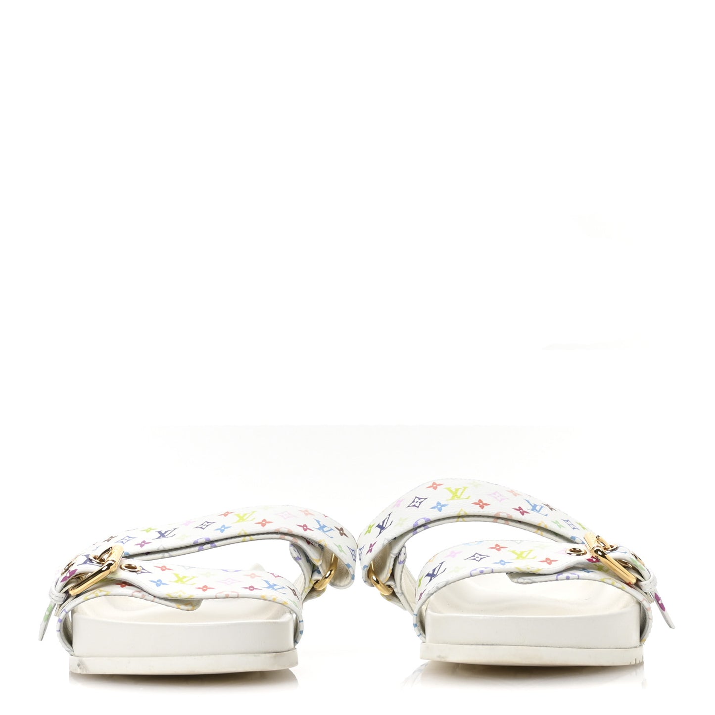 LV X TM Monogram Multicolor Bom Dia Comfort Mule Sandals 38.5 White