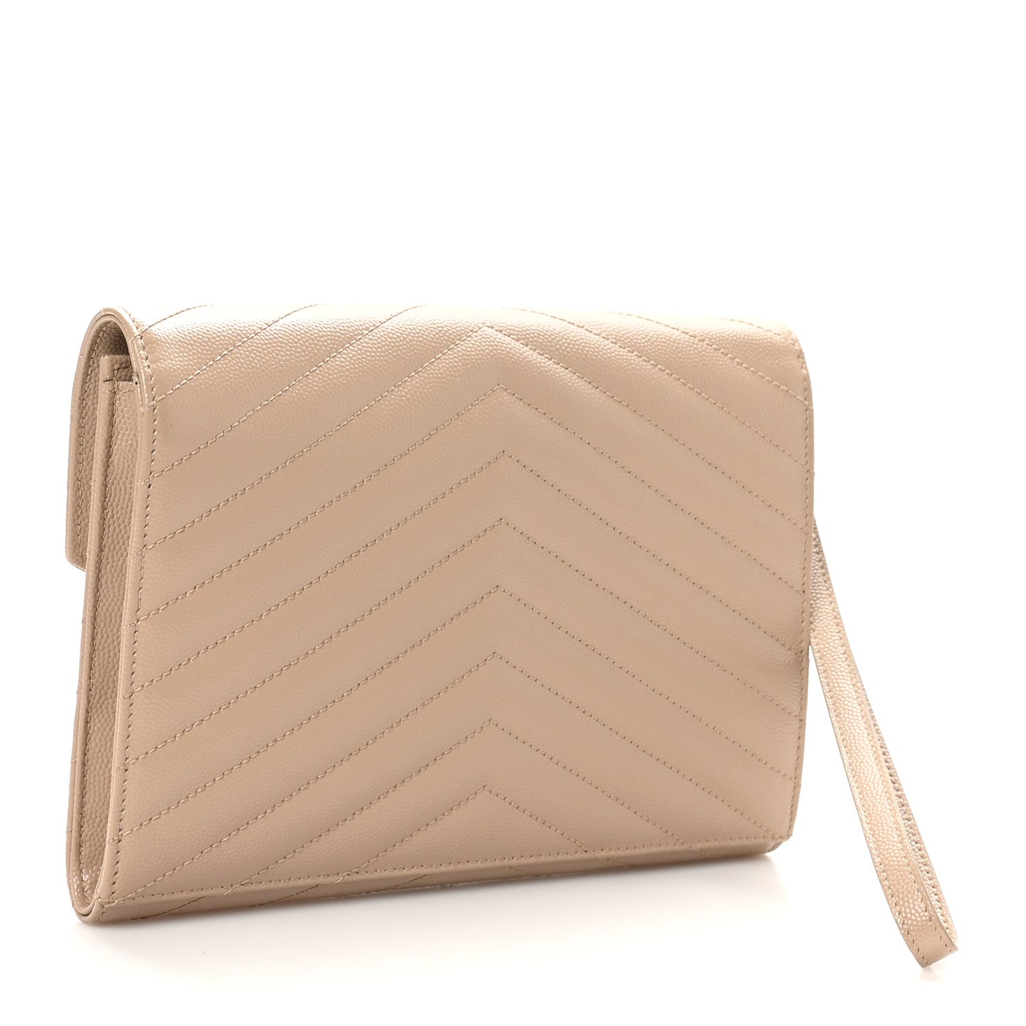 Grain De Poudre Matelasse Chevron Monogram Envelope Clutch Dark Beige