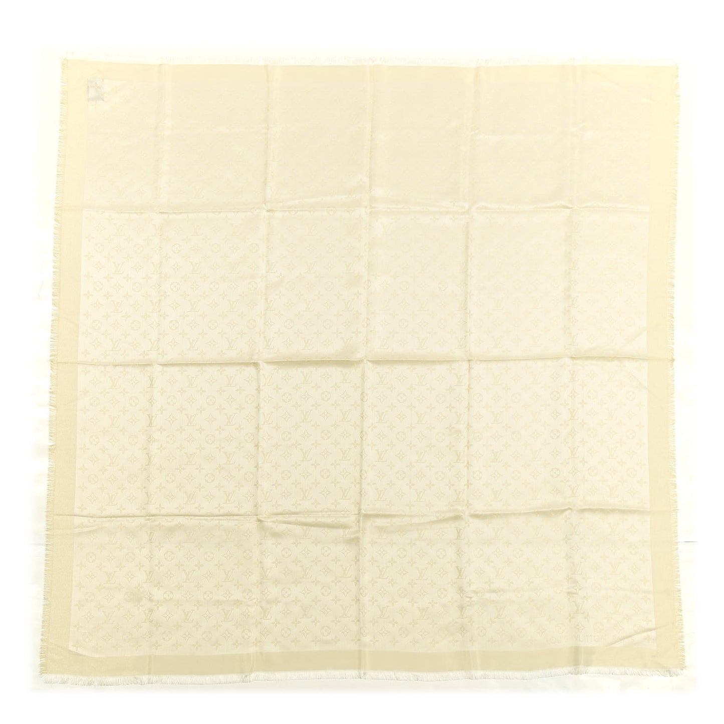 Silk Wool Monogram Shine Shawl Beige