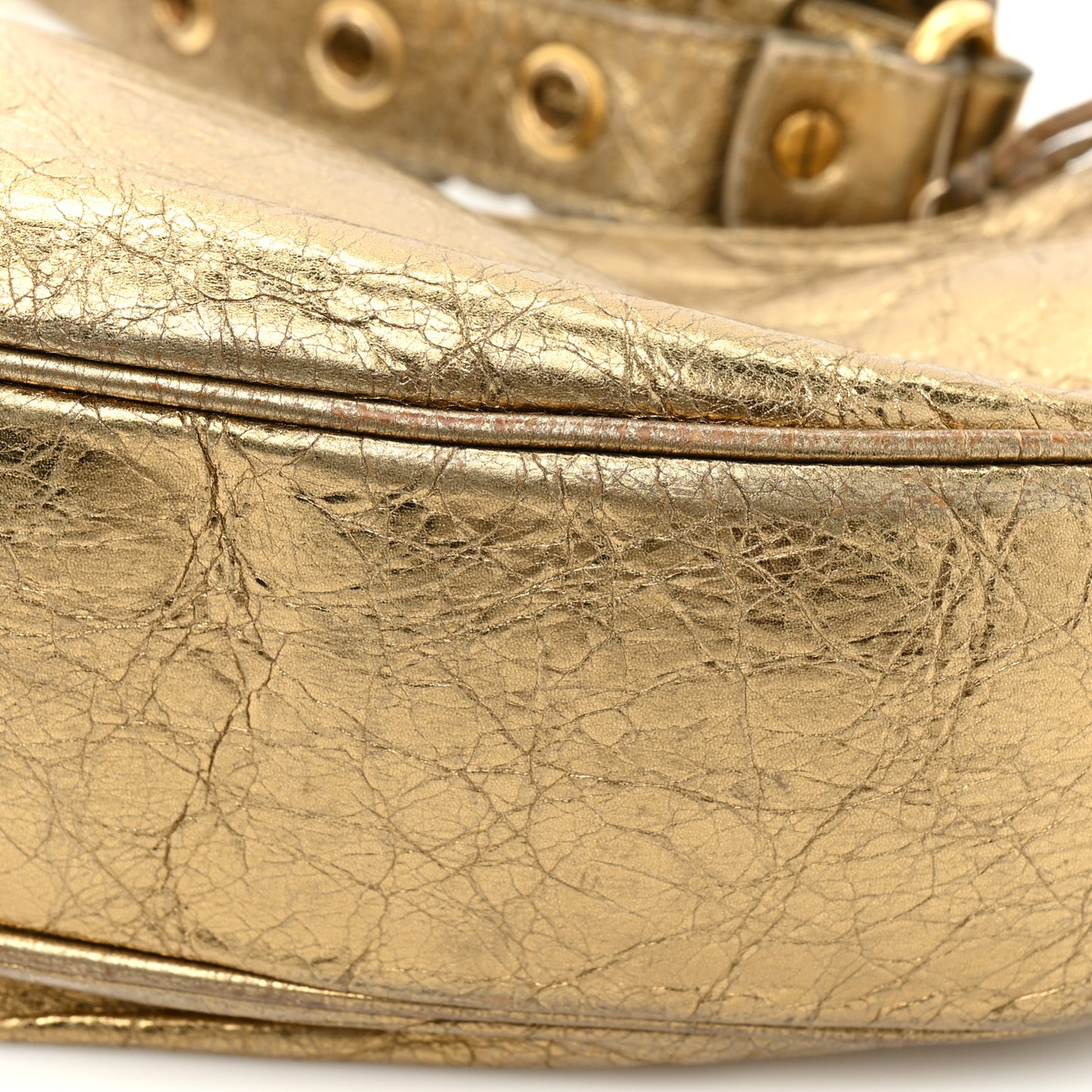 Metallic Agneau Arena Le Cagole Shoulder Bag XS Gold