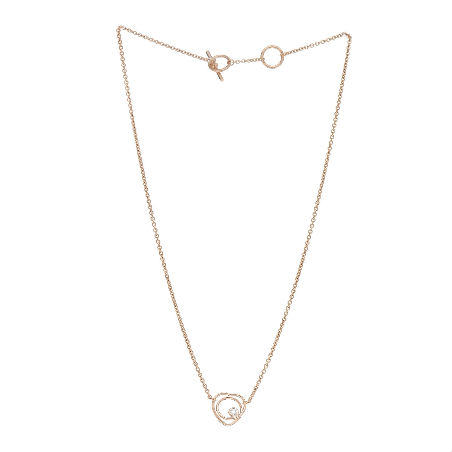 Hermes 18K Rose Gold Diamond TPM Vertige Coeur Necklace SH 3 of 6