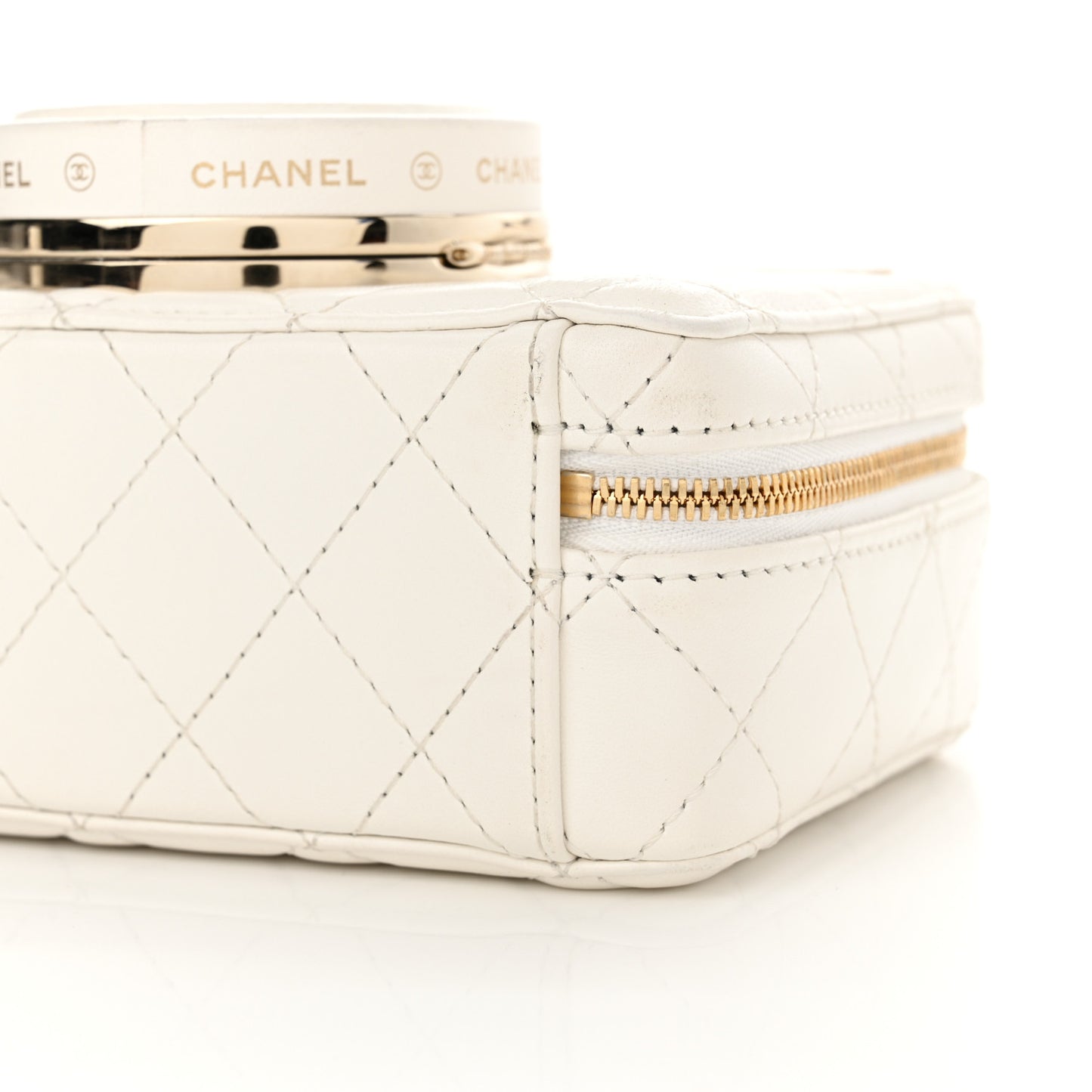 Lambskin Quilted Coco Click Bag White