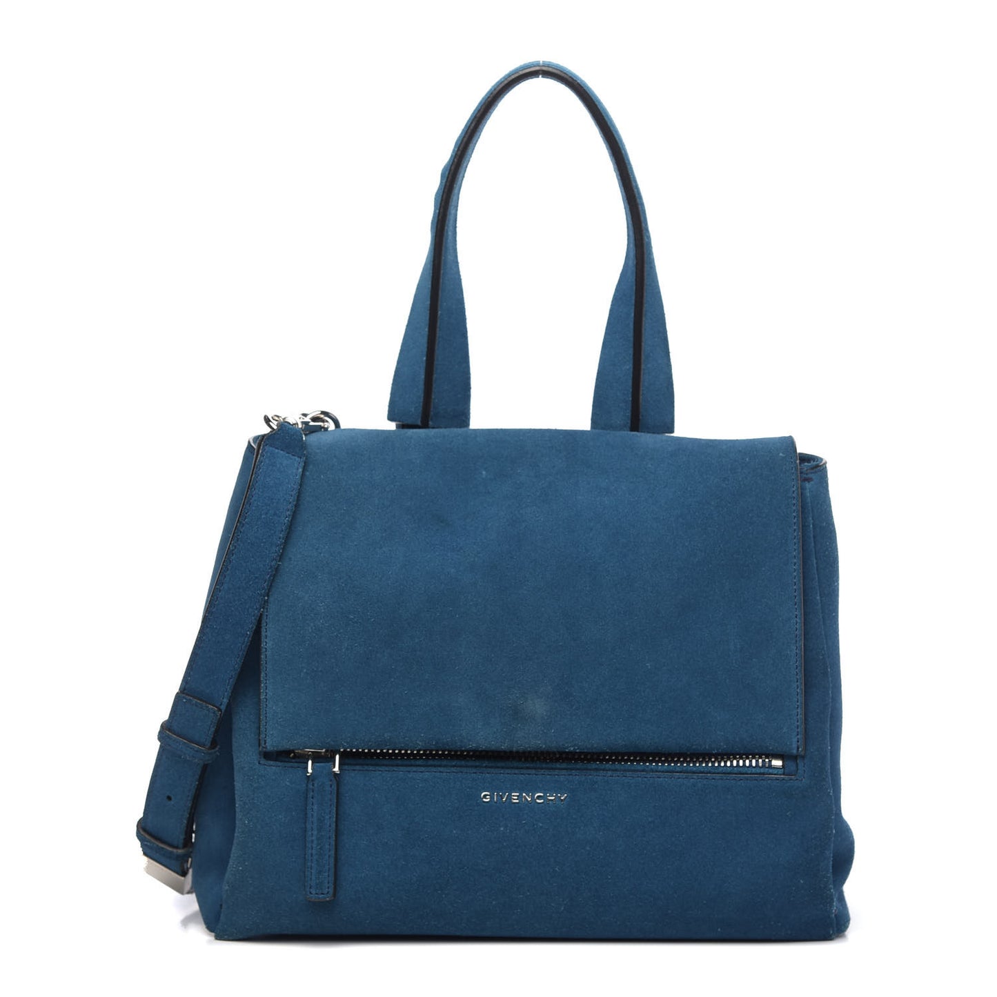 Suede Small Pandora Pure Flap Bag Electric Blue