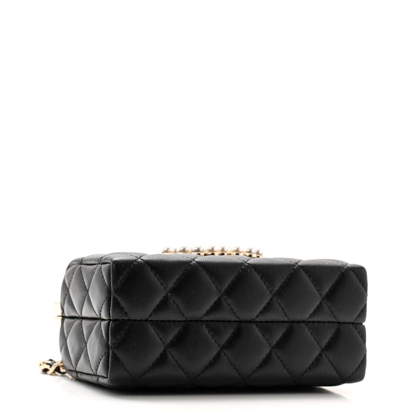Lambskin Quilted Pearl CC Vanity Case Black
