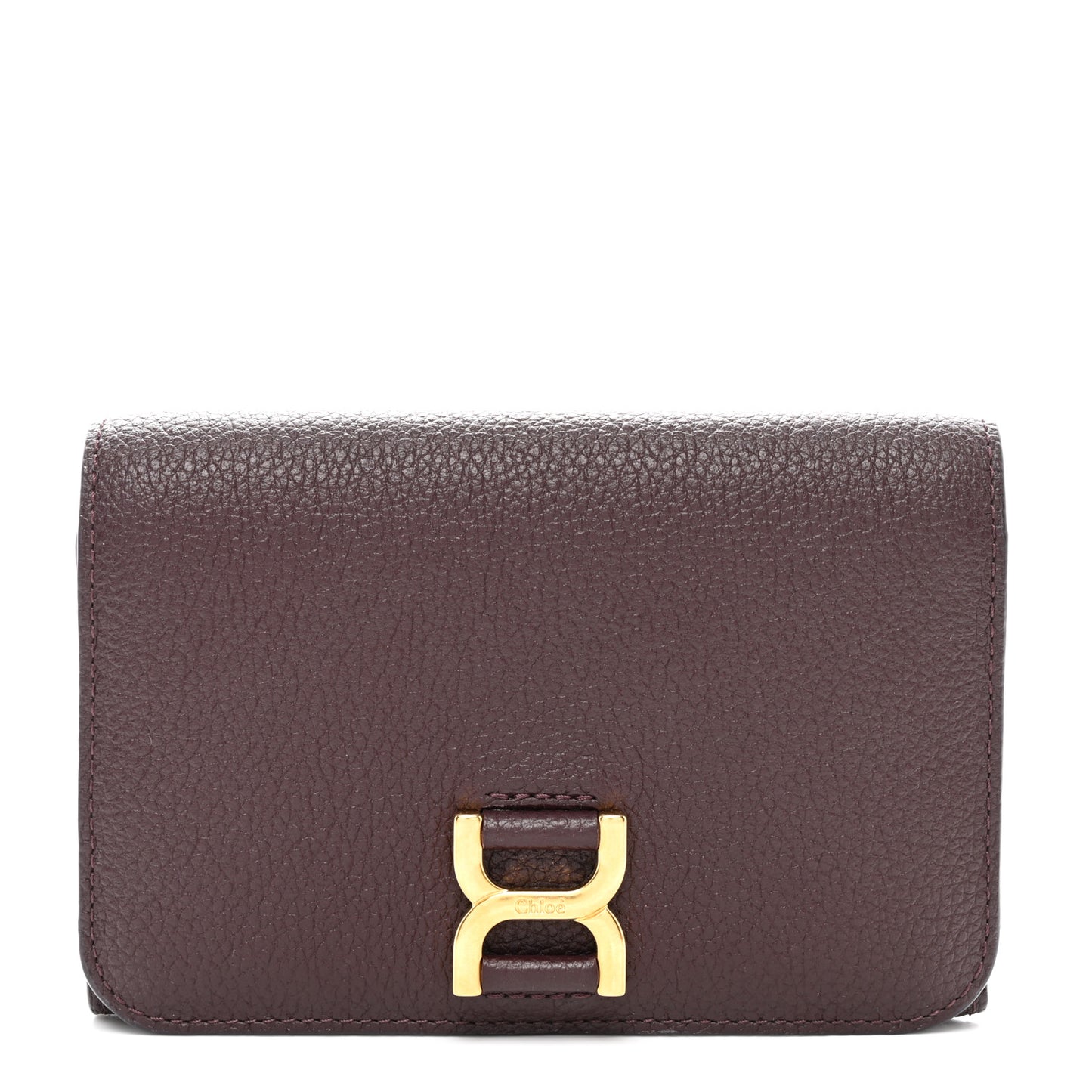 Grained Calfskin Marcie Medium Compact Wallet Oxblood
